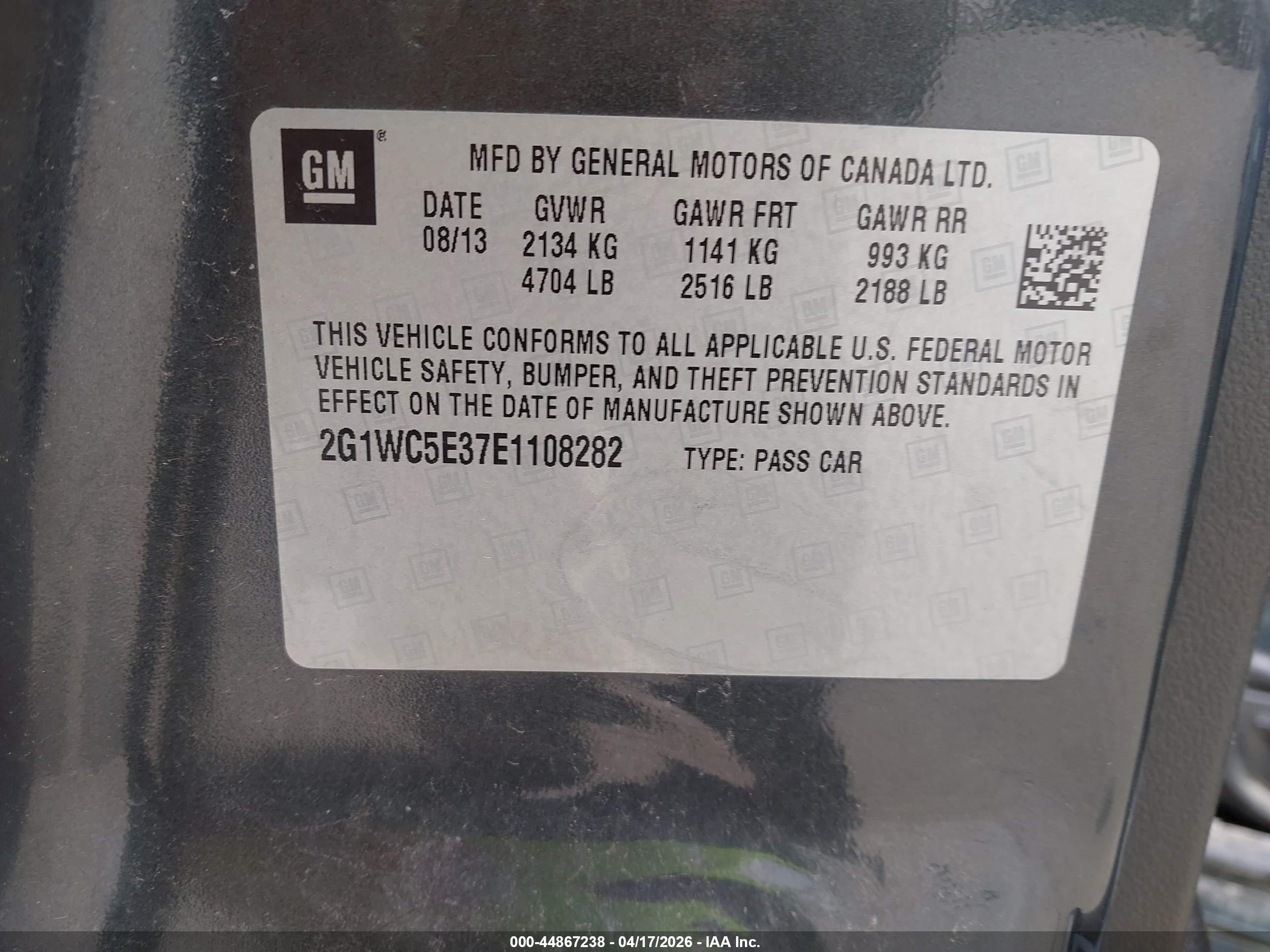 2014 Chevrolet Impala Limited Ltz Black vin: 2G1WC5E37E1108282