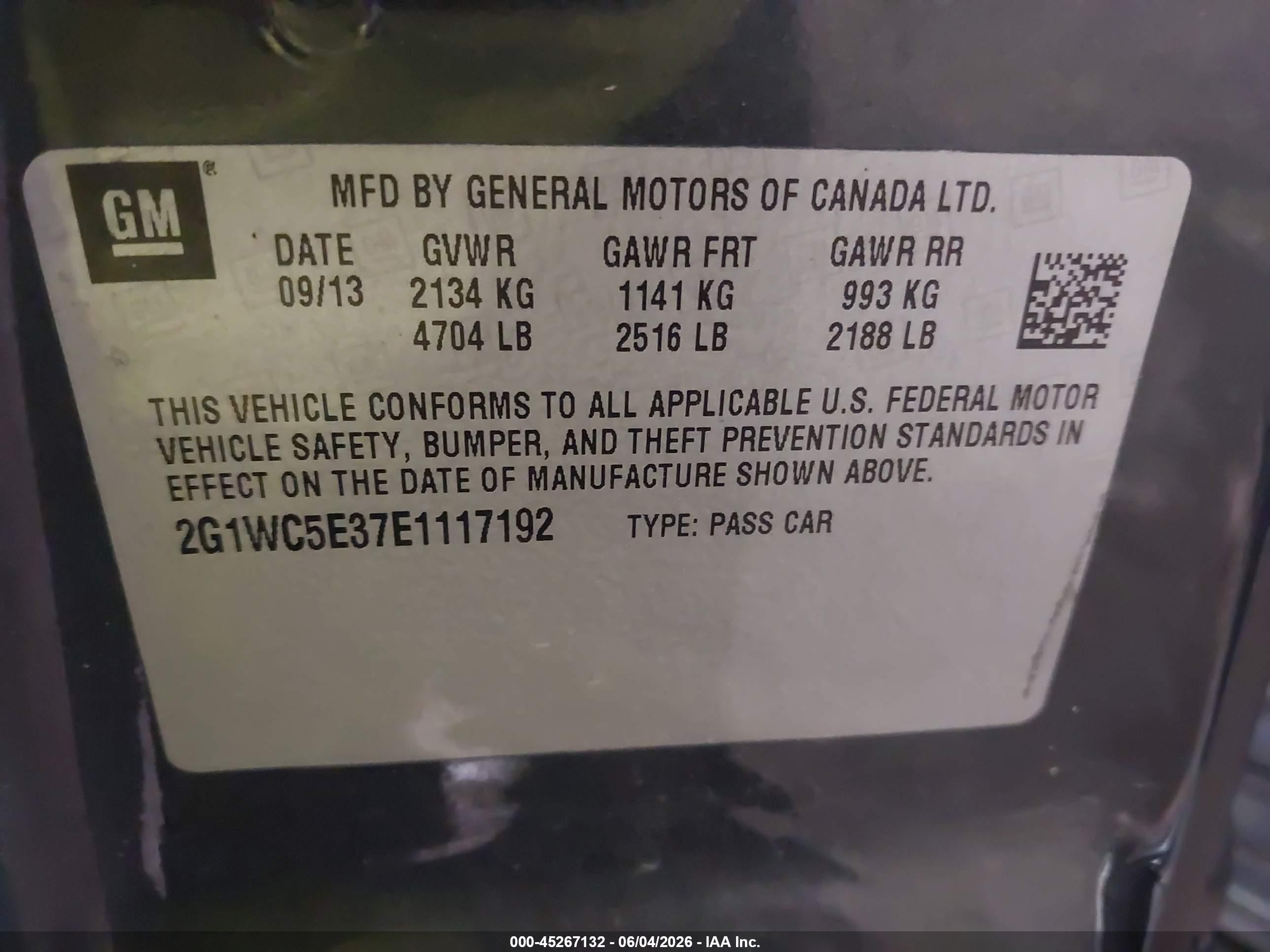 2014 Chevrolet Impala Limited Ltz Gray vin: 2G1WC5E37E1117192