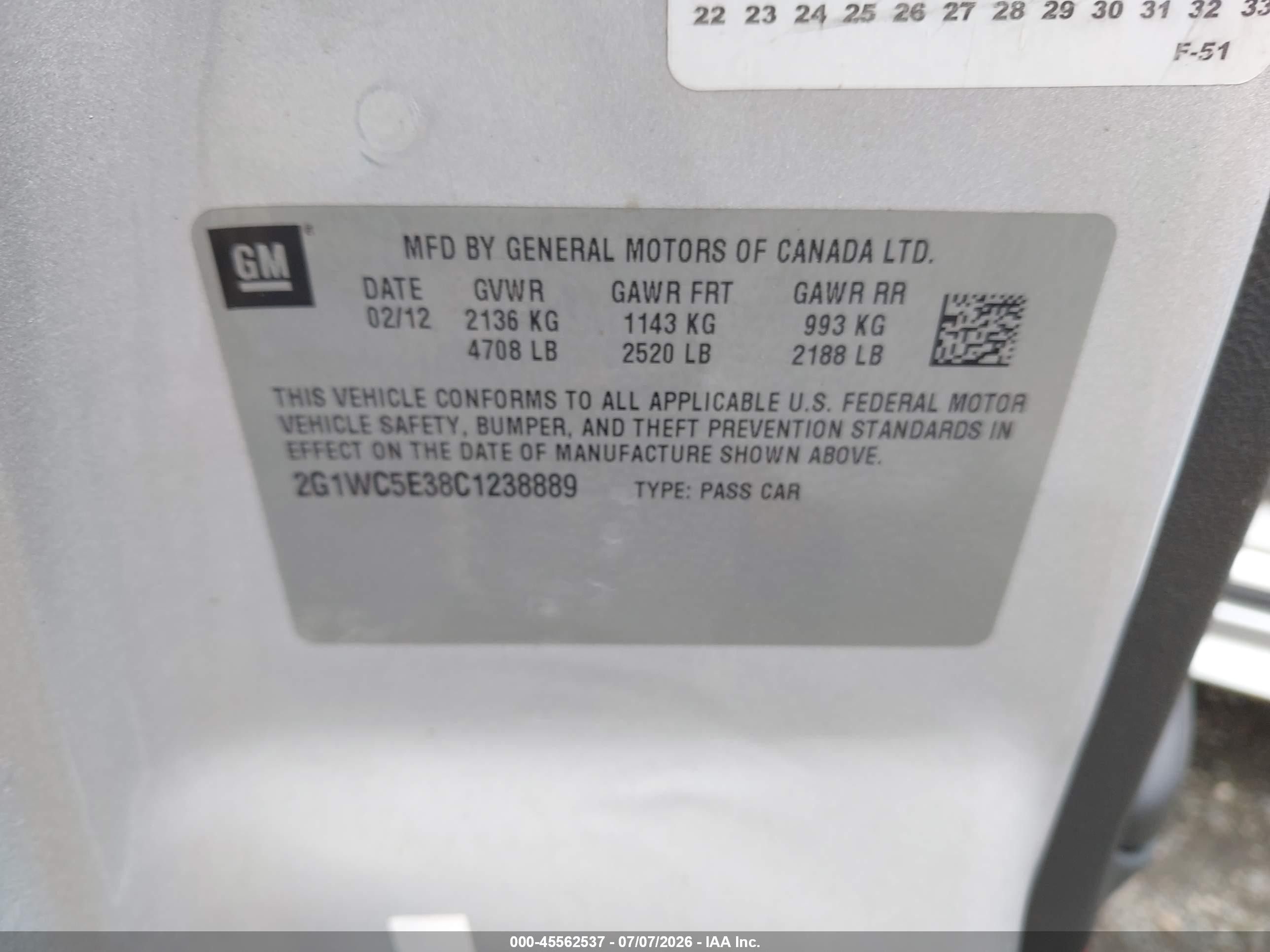 2012 Chevrolet Impala Ltz Silver vin: 2G1WC5E38C1238889