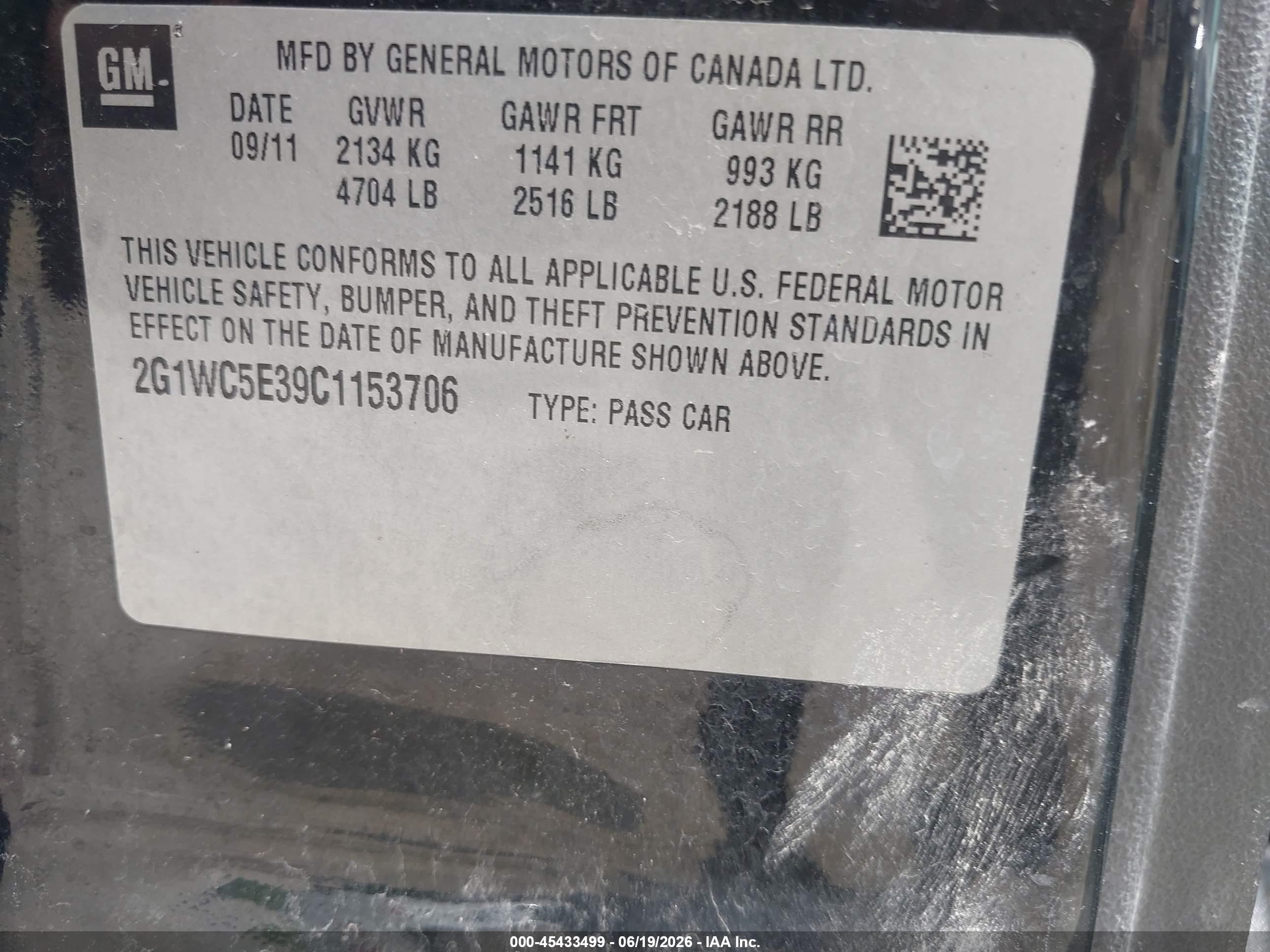 2012 Chevrolet Impala Ltz Черный vin: 2G1WC5E39C1153706