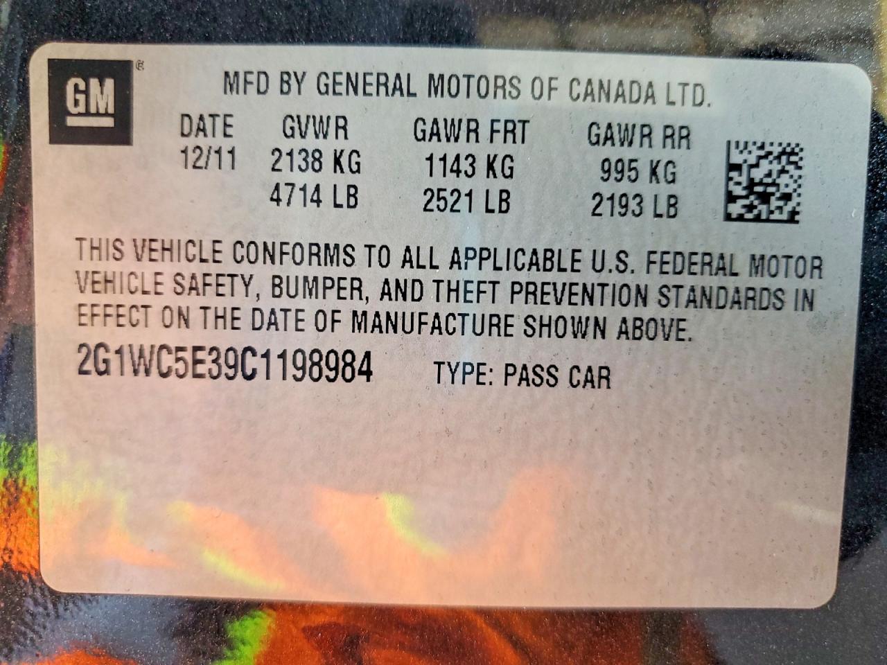 2012 Chevrolet Impala Ltz Black vin: 2G1WC5E39C1198984