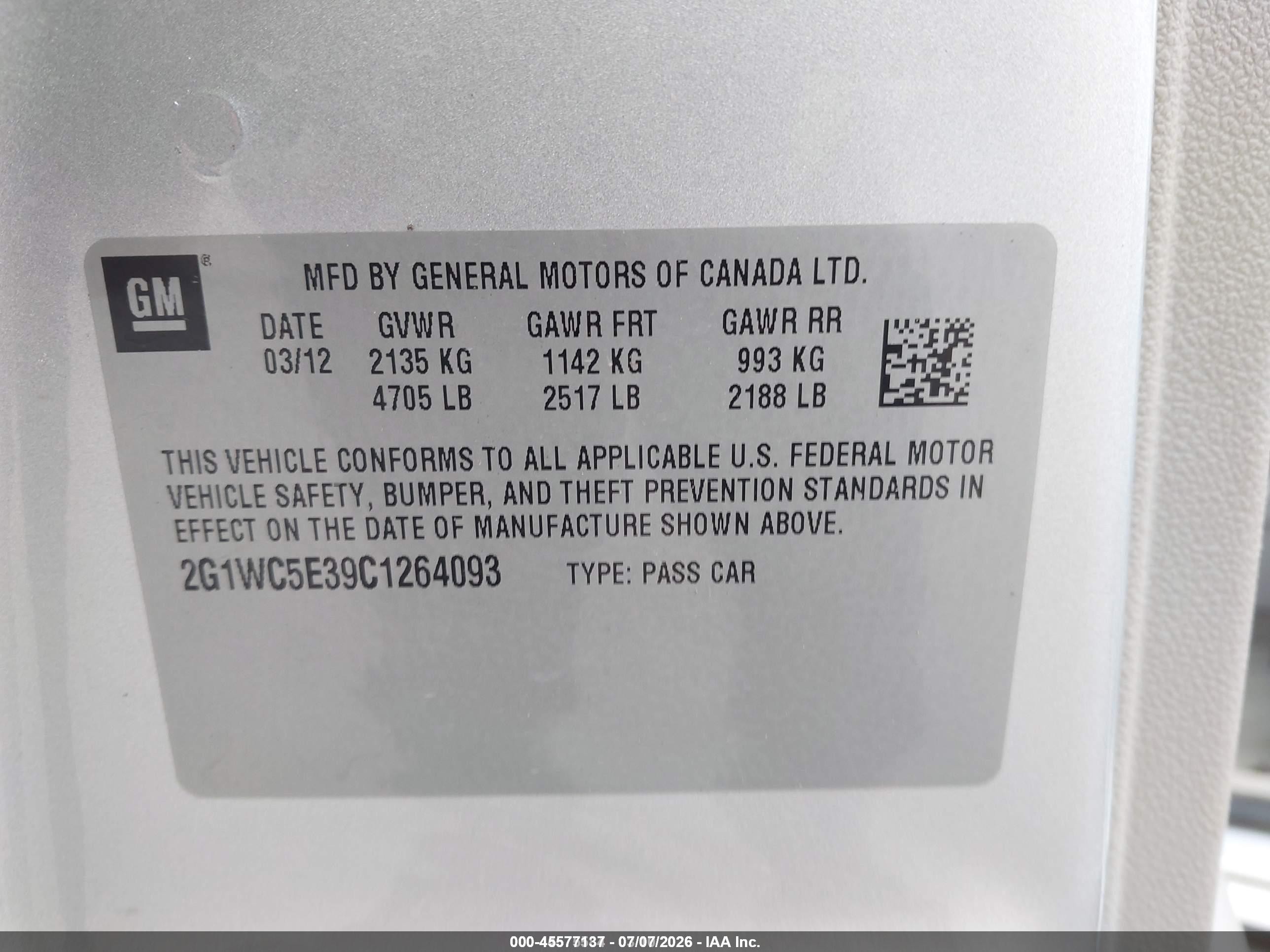 2012 Chevrolet Impala Ltz Gray vin: 2G1WC5E39C1264093