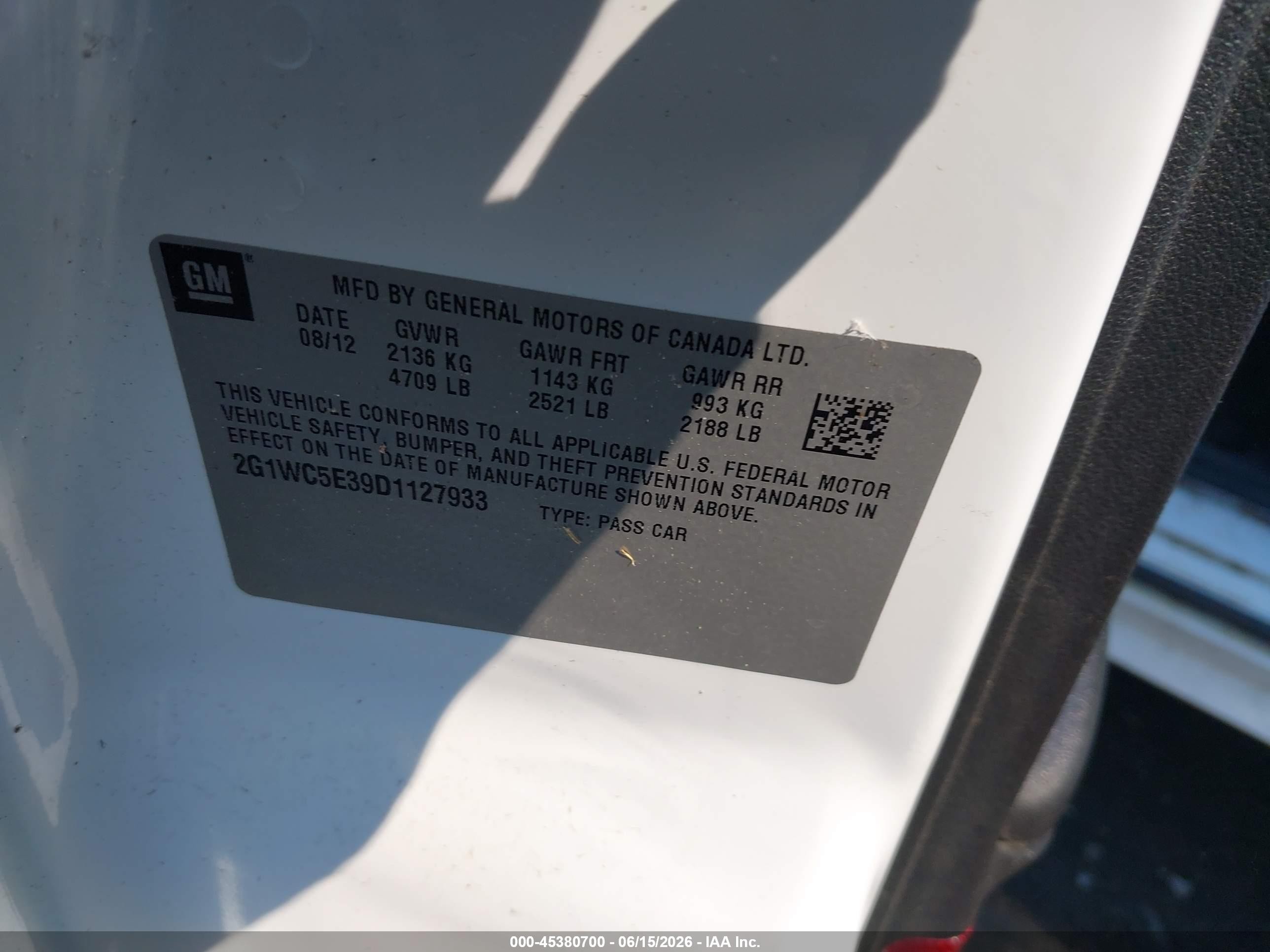 2013 Chevrolet Impala Ltz White vin: 2G1WC5E39D1127933