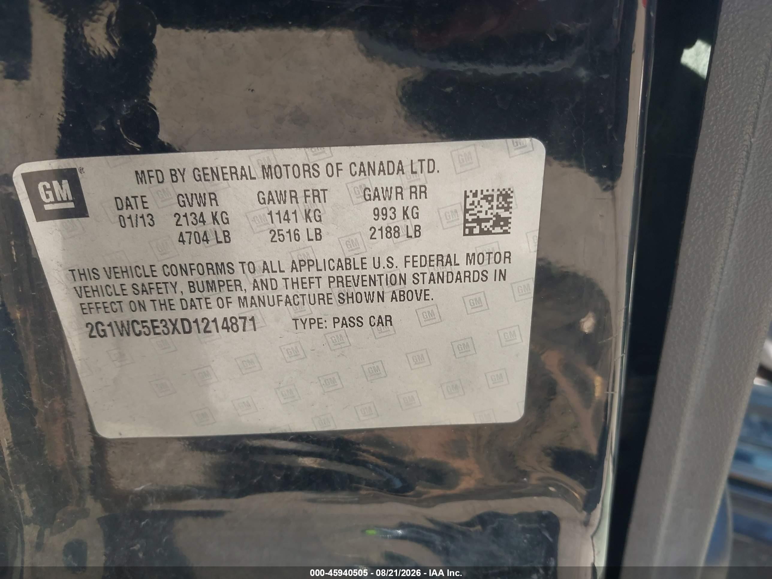 2013 Chevrolet Impala Ltz Черный vin: 2G1WC5E3XD1214871