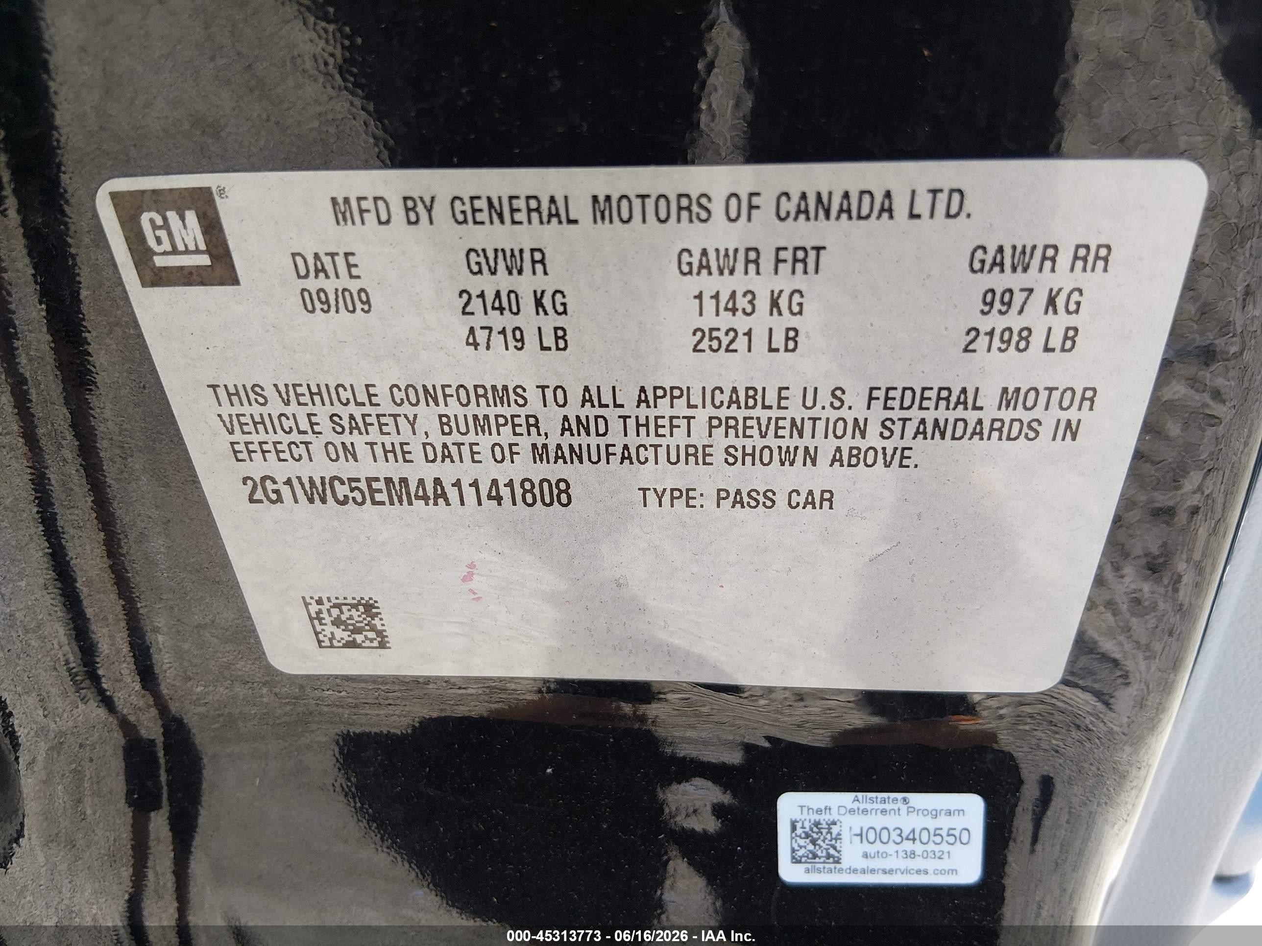 2010 Chevrolet Impala Ltz Black vin: 2G1WC5EM4A1141808