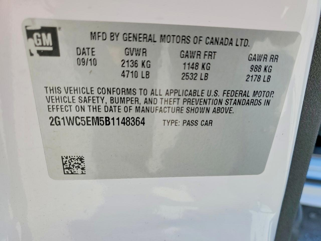 2011 Chevrolet Impala Ltz White vin: 2G1WC5EM5B1148364