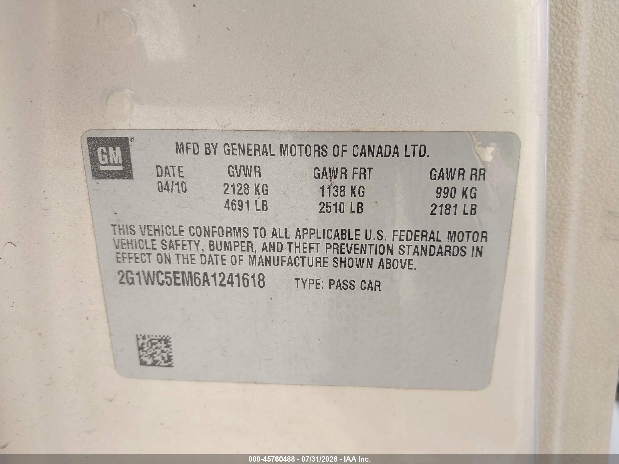 2010 Chevrolet Impala Ltz Beige vin: 2G1WC5EM6A1241618