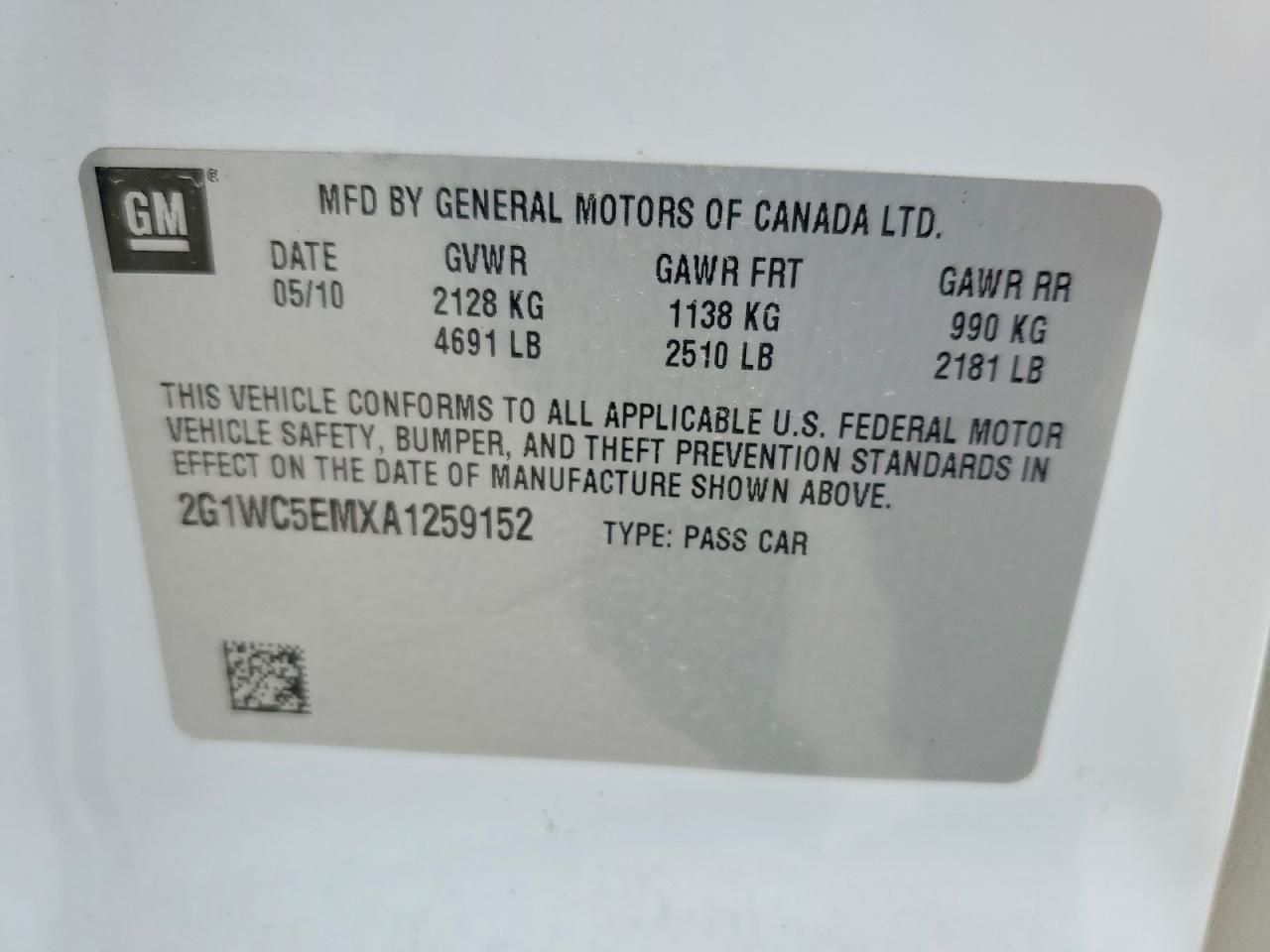 2010 Chevrolet Impala Ltz White vin: 2G1WC5EMXA1259152