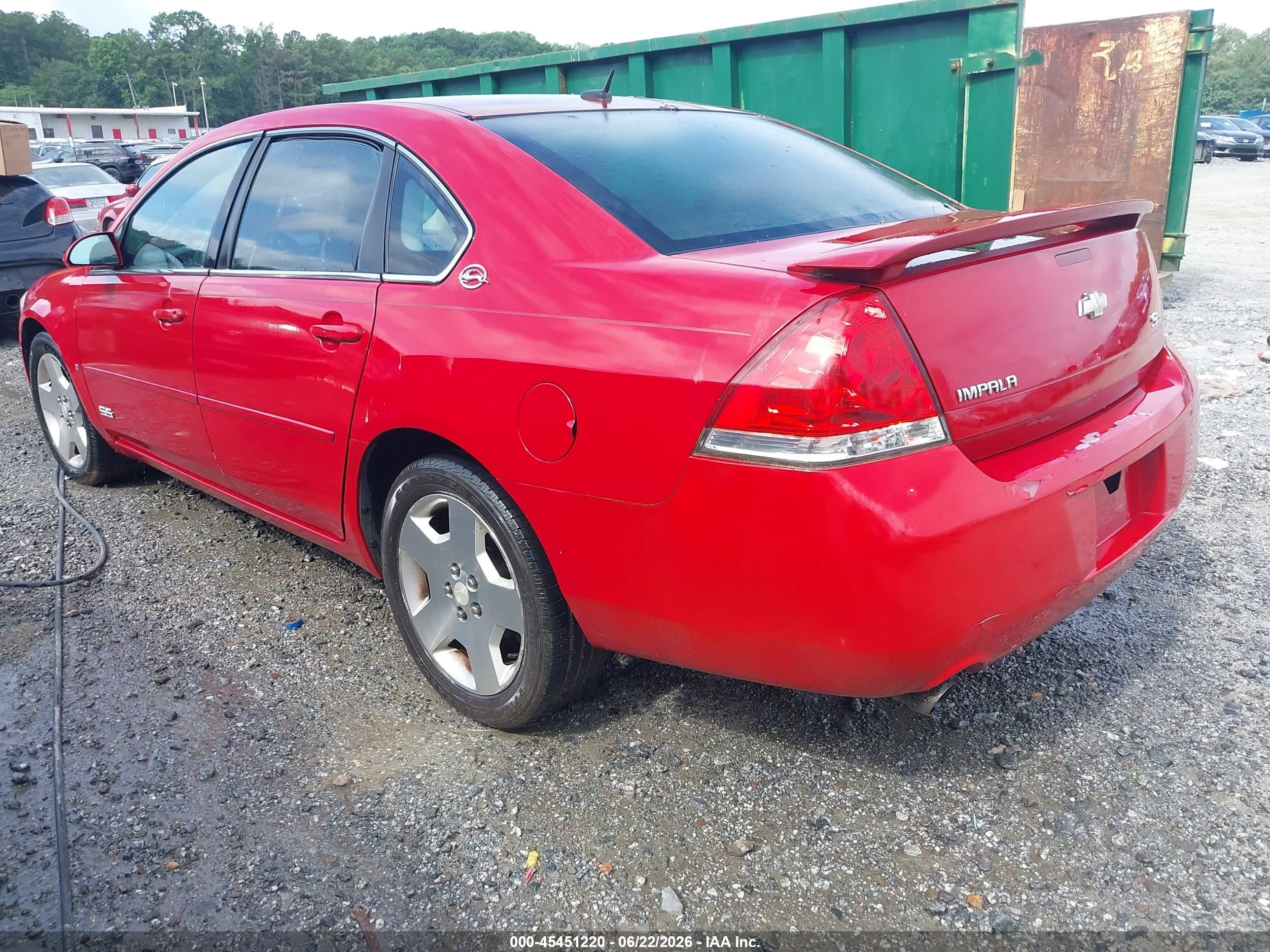 2008 Chevrolet Impala Ss Red vin: 2G1WD58C089146774