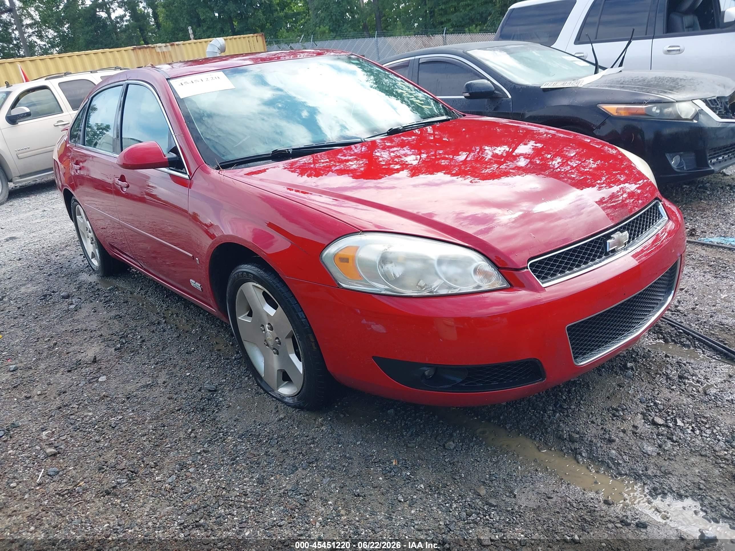 2008 Chevrolet Impala Ss Red vin: 2G1WD58C089146774
