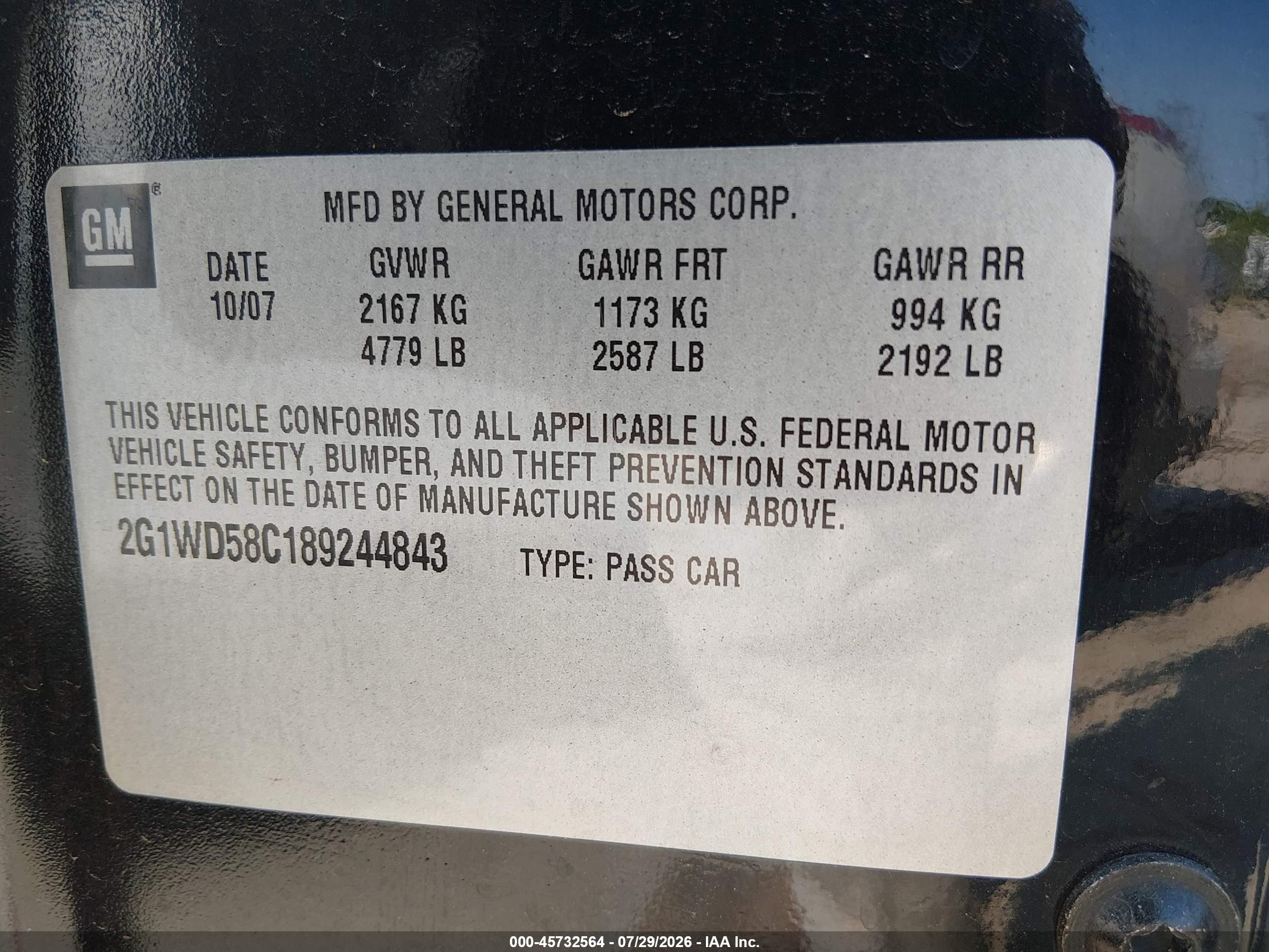 2008 Chevrolet Impala Ss Black vin: 2G1WD58C189244843