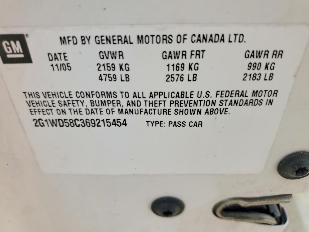 2006 Chevrolet Impala Super Sport White vin: 2G1WD58C369215454