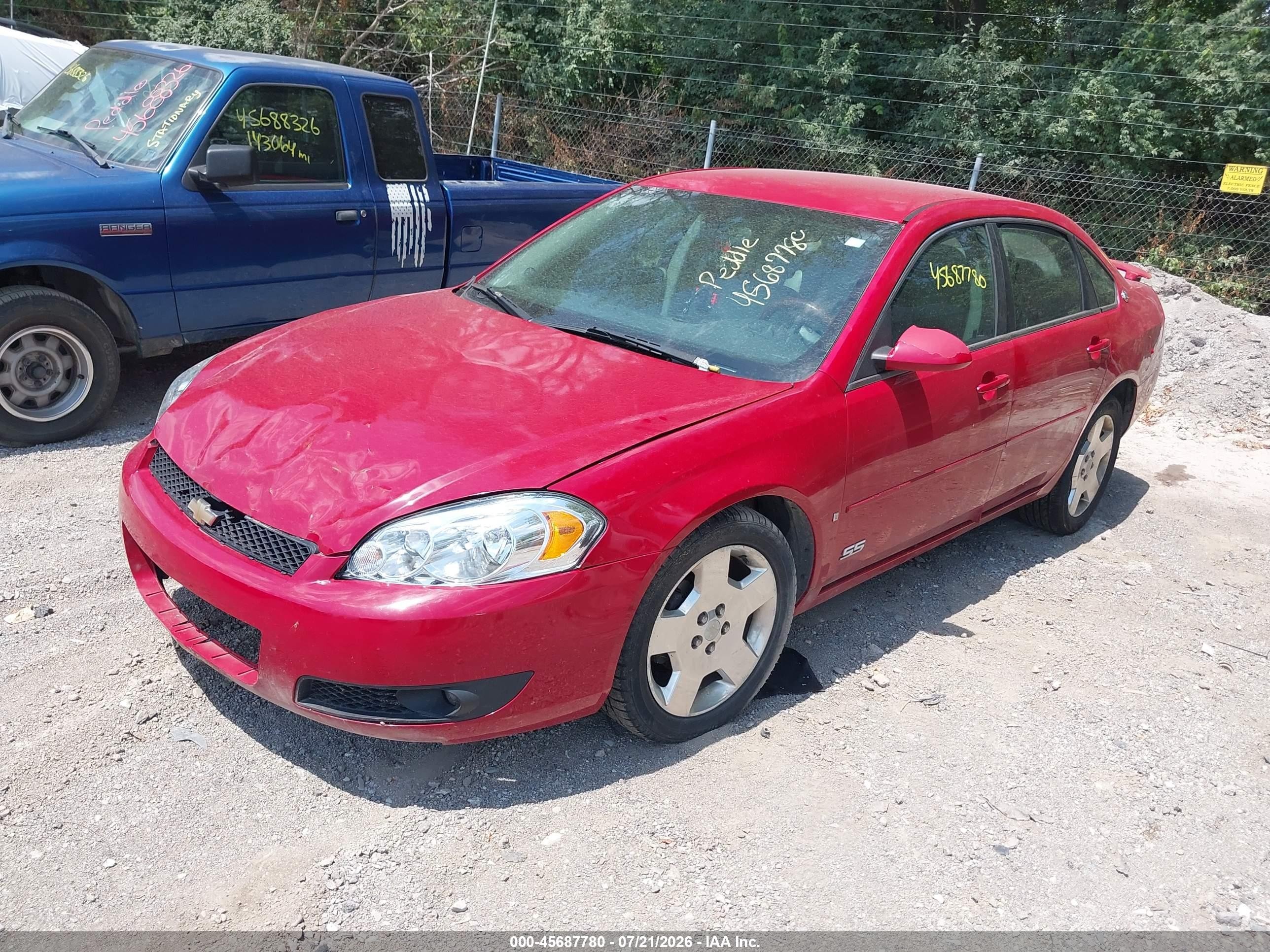 2008 Chevrolet Impala Ss Red vin: 2G1WD58C381220378