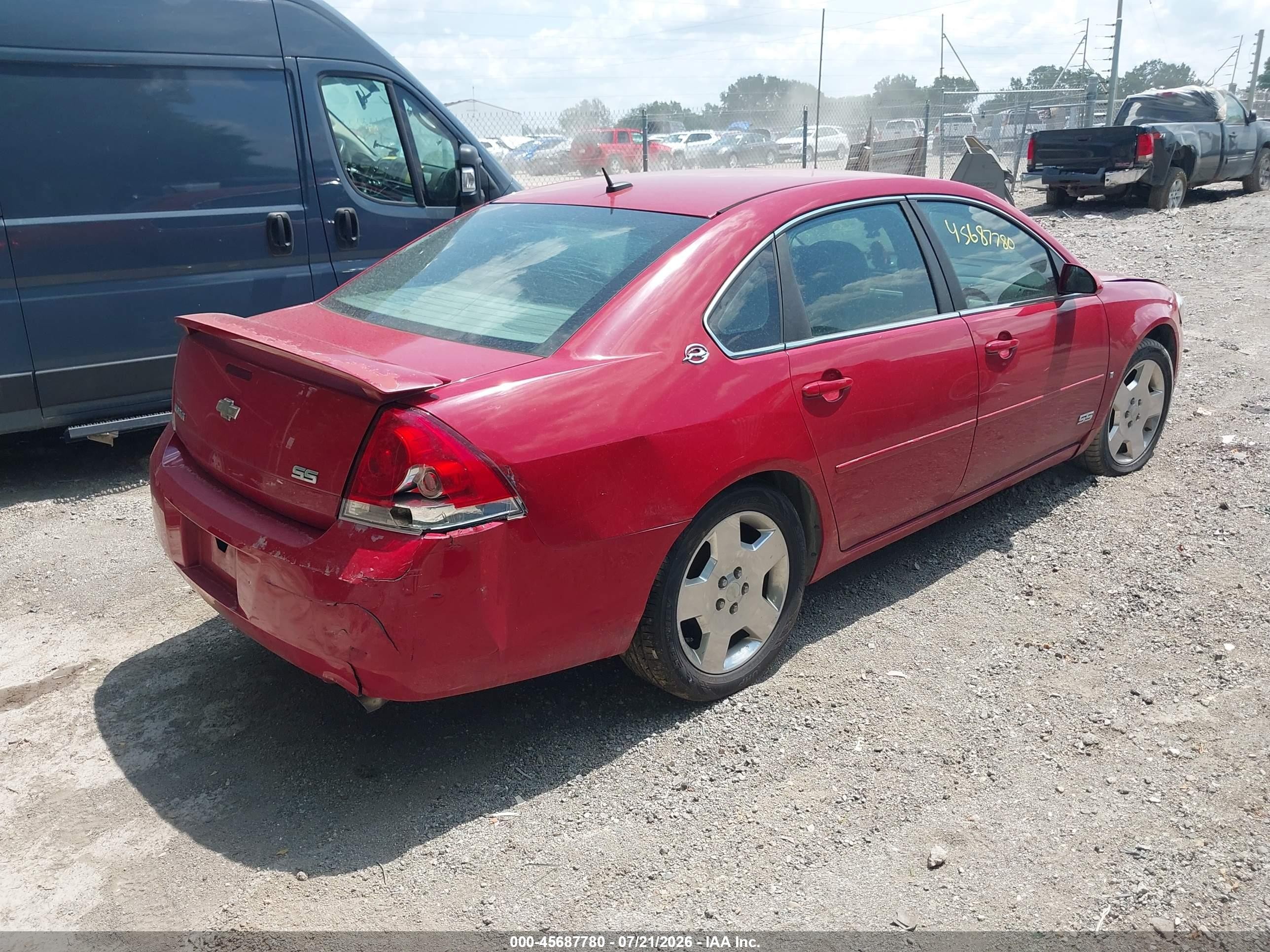 2008 Chevrolet Impala Ss Red vin: 2G1WD58C381220378