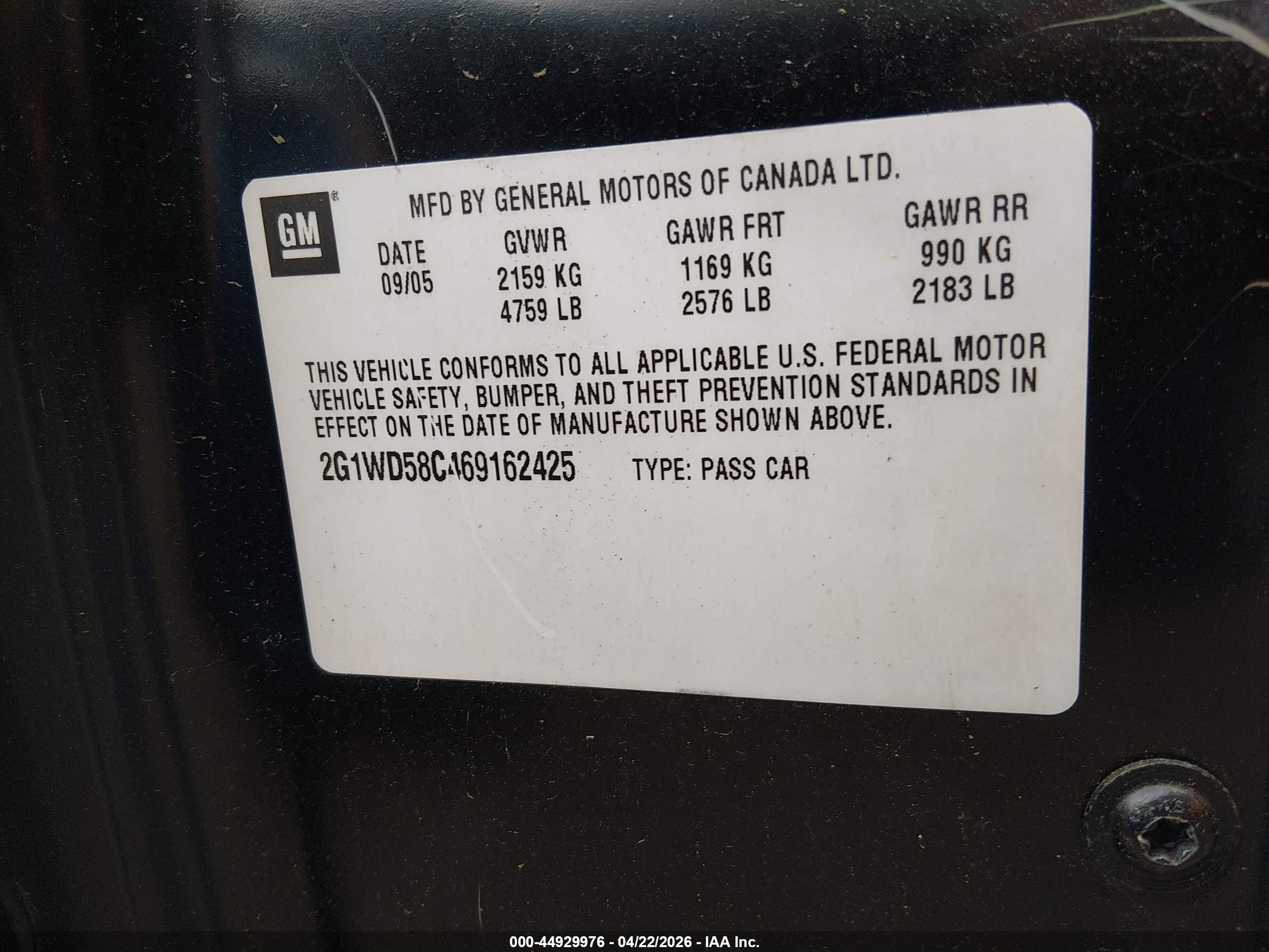 2006 Chevrolet Impala Ss Black vin: 2G1WD58C469162425