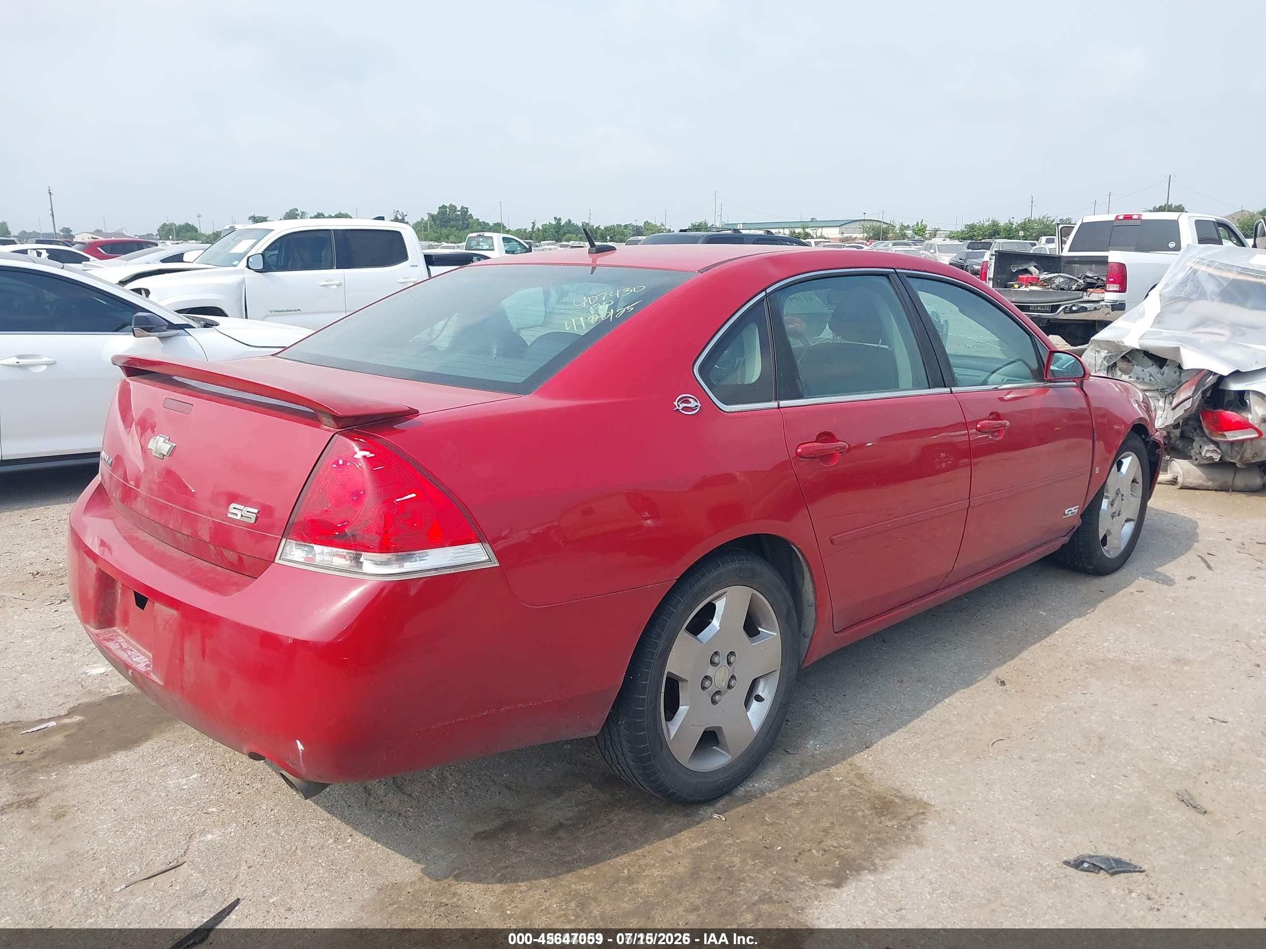 2008 Chevrolet Impala Ss Red vin: 2G1WD58C489226207