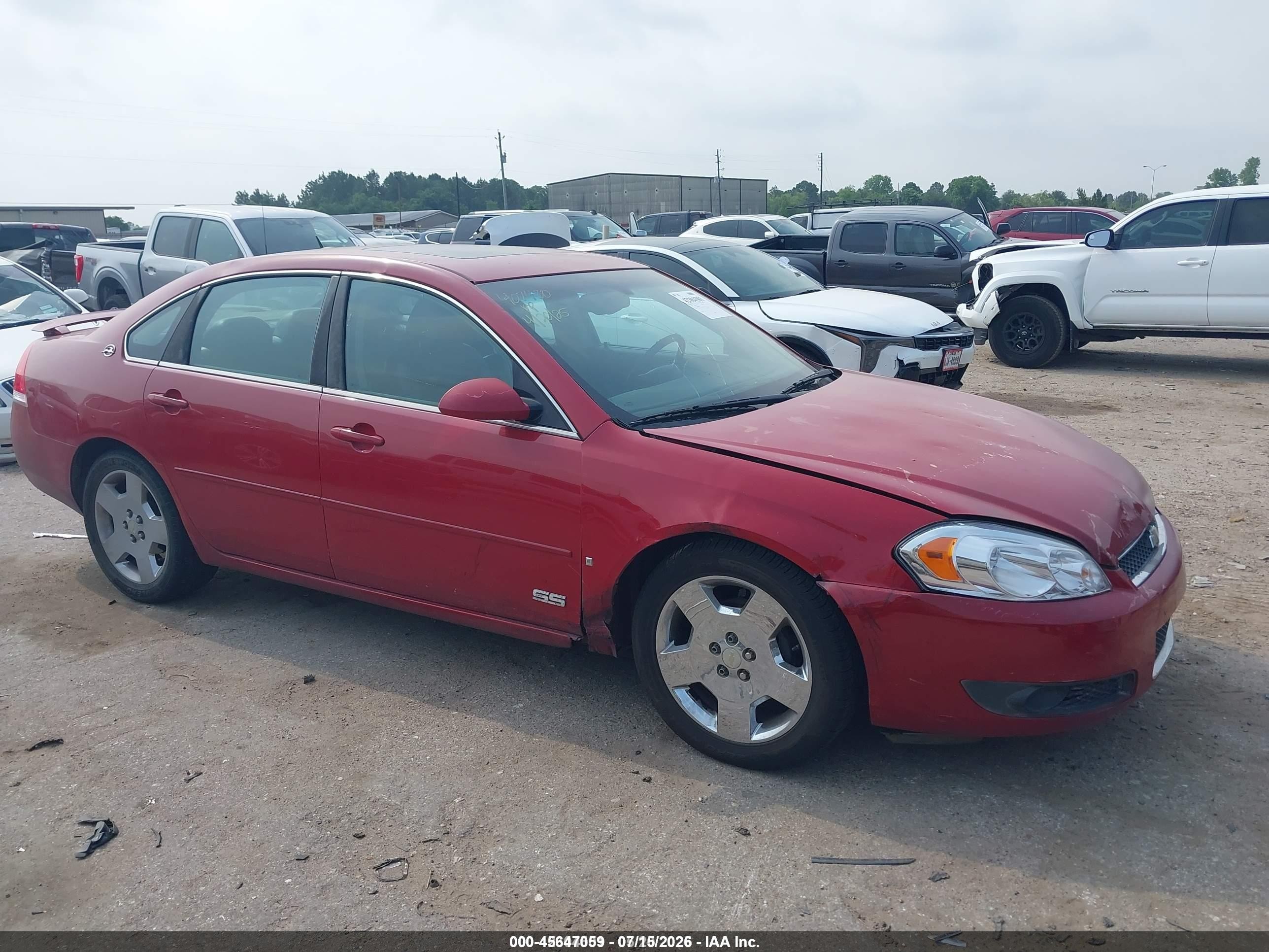 2008 Chevrolet Impala Ss Red vin: 2G1WD58C489226207