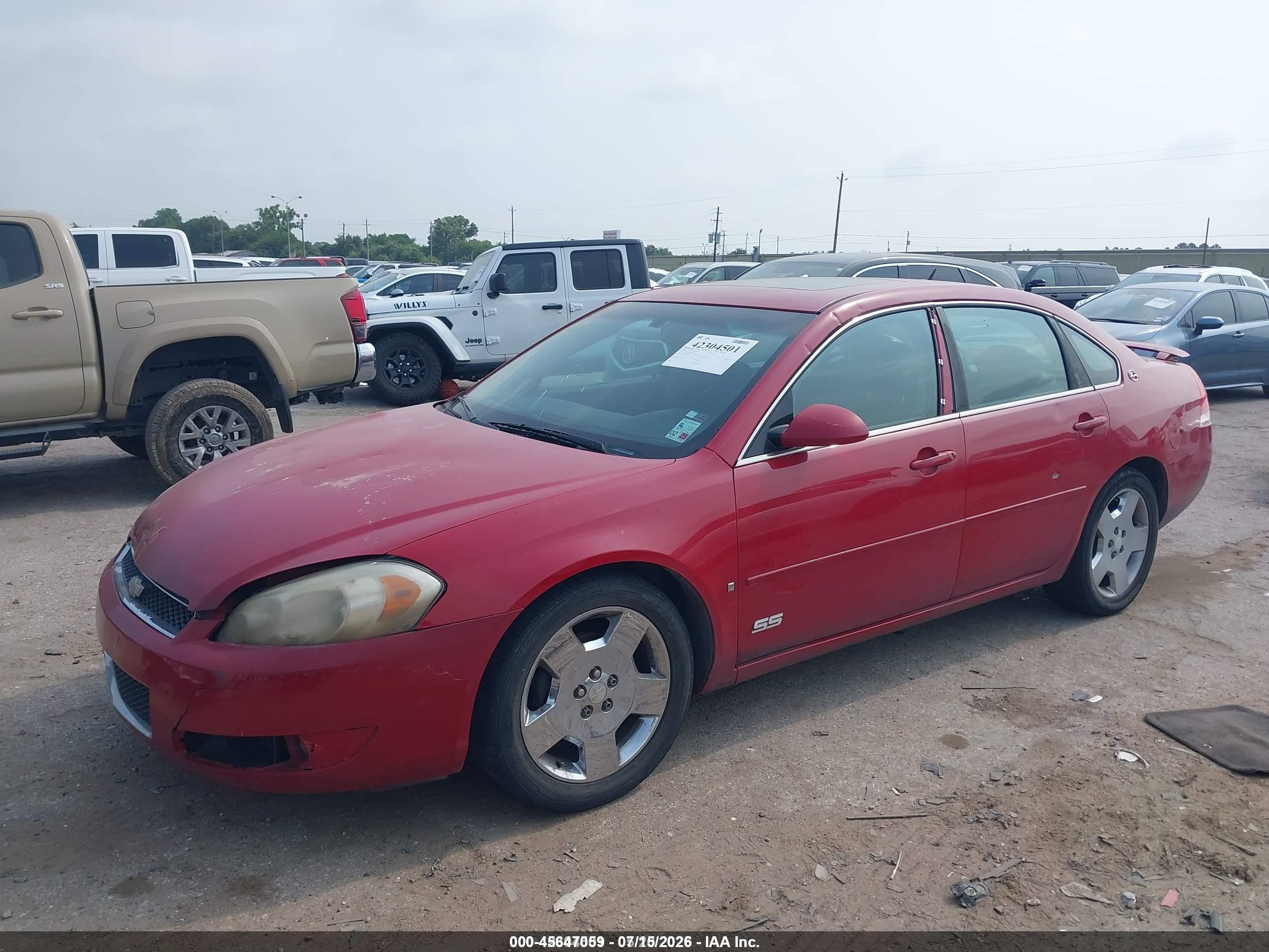 2008 Chevrolet Impala Ss Red vin: 2G1WD58C489226207