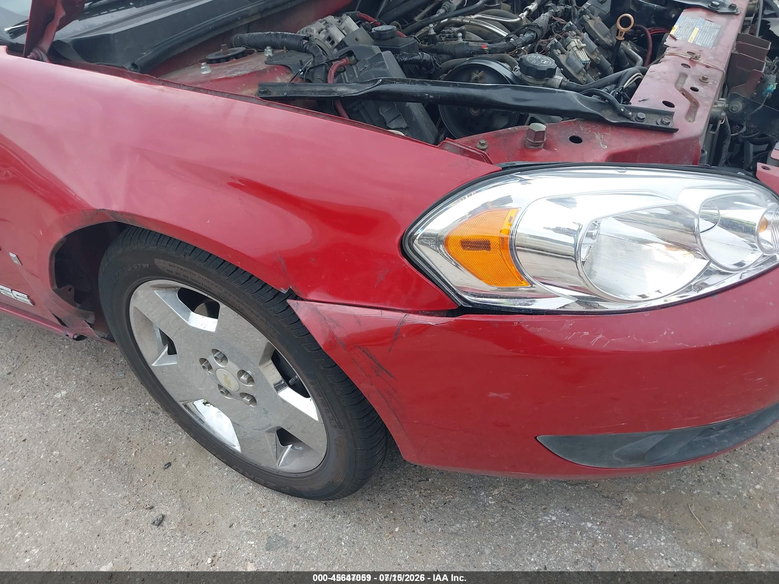 2008 Chevrolet Impala Ss Red vin: 2G1WD58C489226207