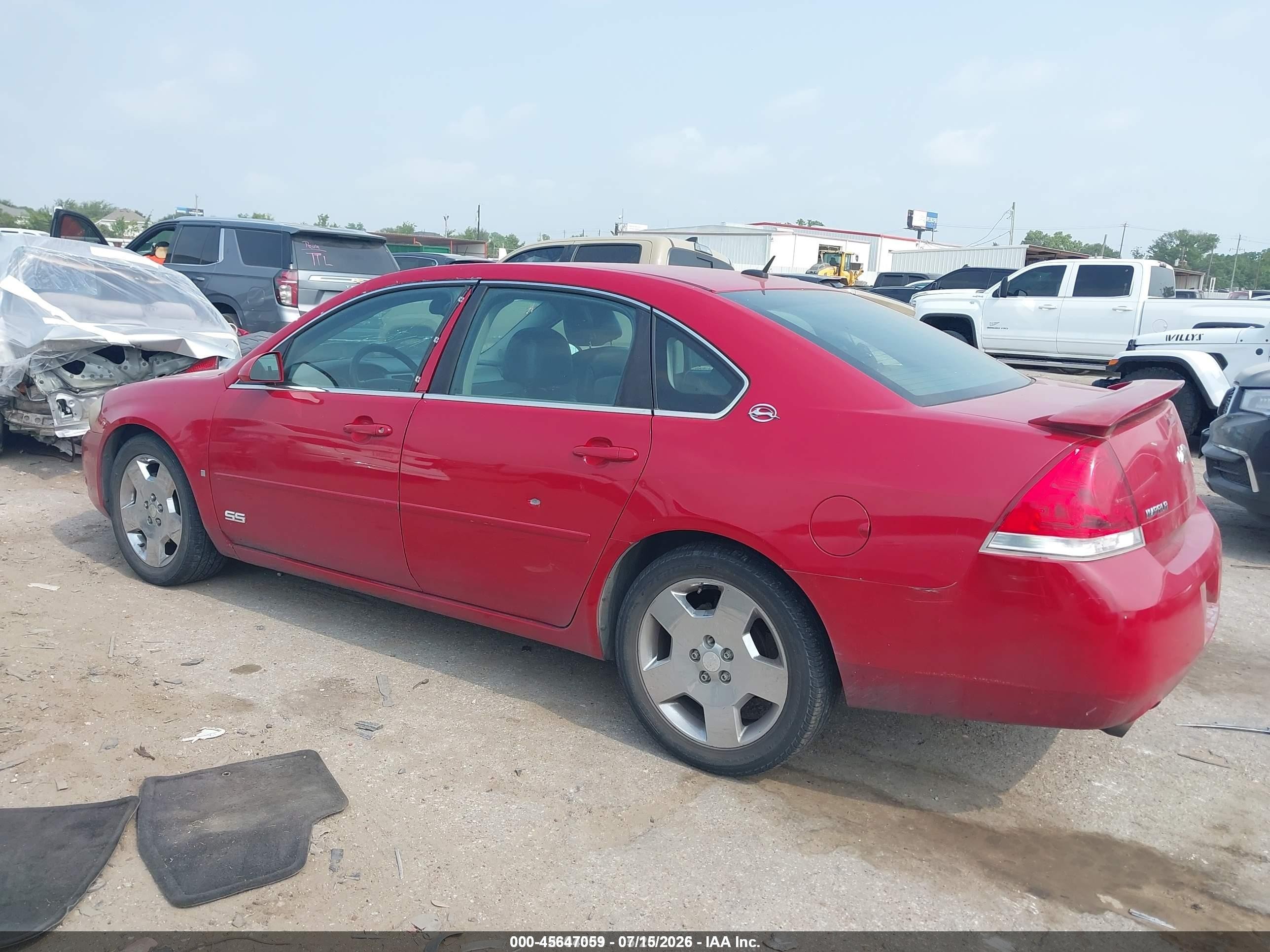 2008 Chevrolet Impala Ss Red vin: 2G1WD58C489226207