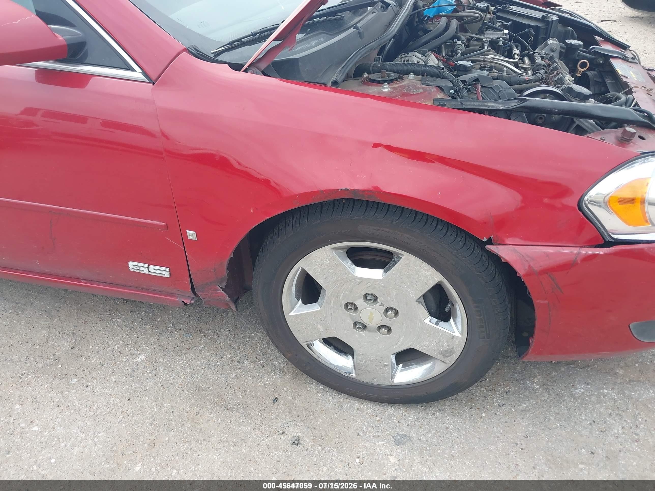 2008 Chevrolet Impala Ss Red vin: 2G1WD58C489226207