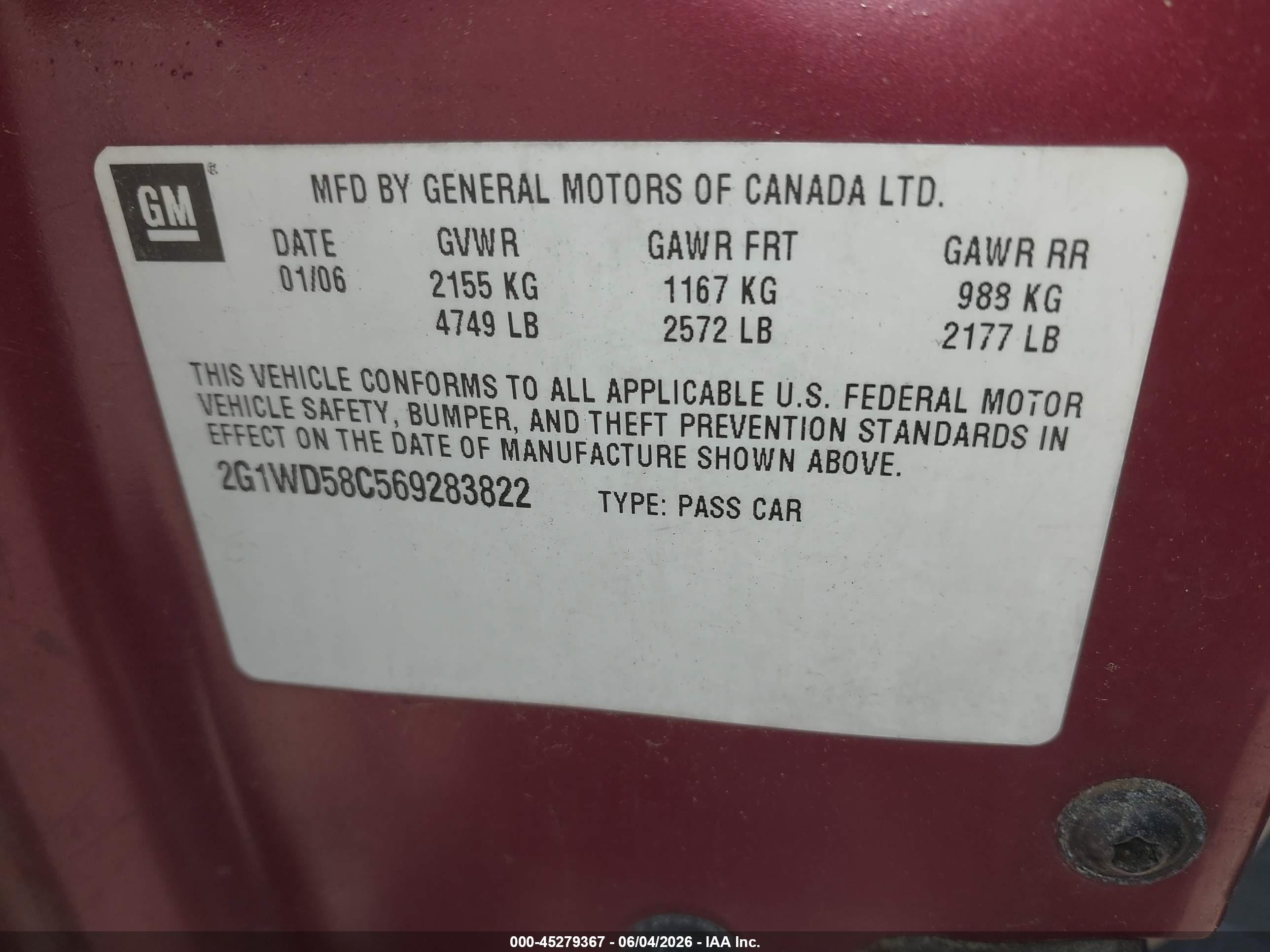 2006 Chevrolet Impala Ss Красный vin: 2G1WD58C569283822