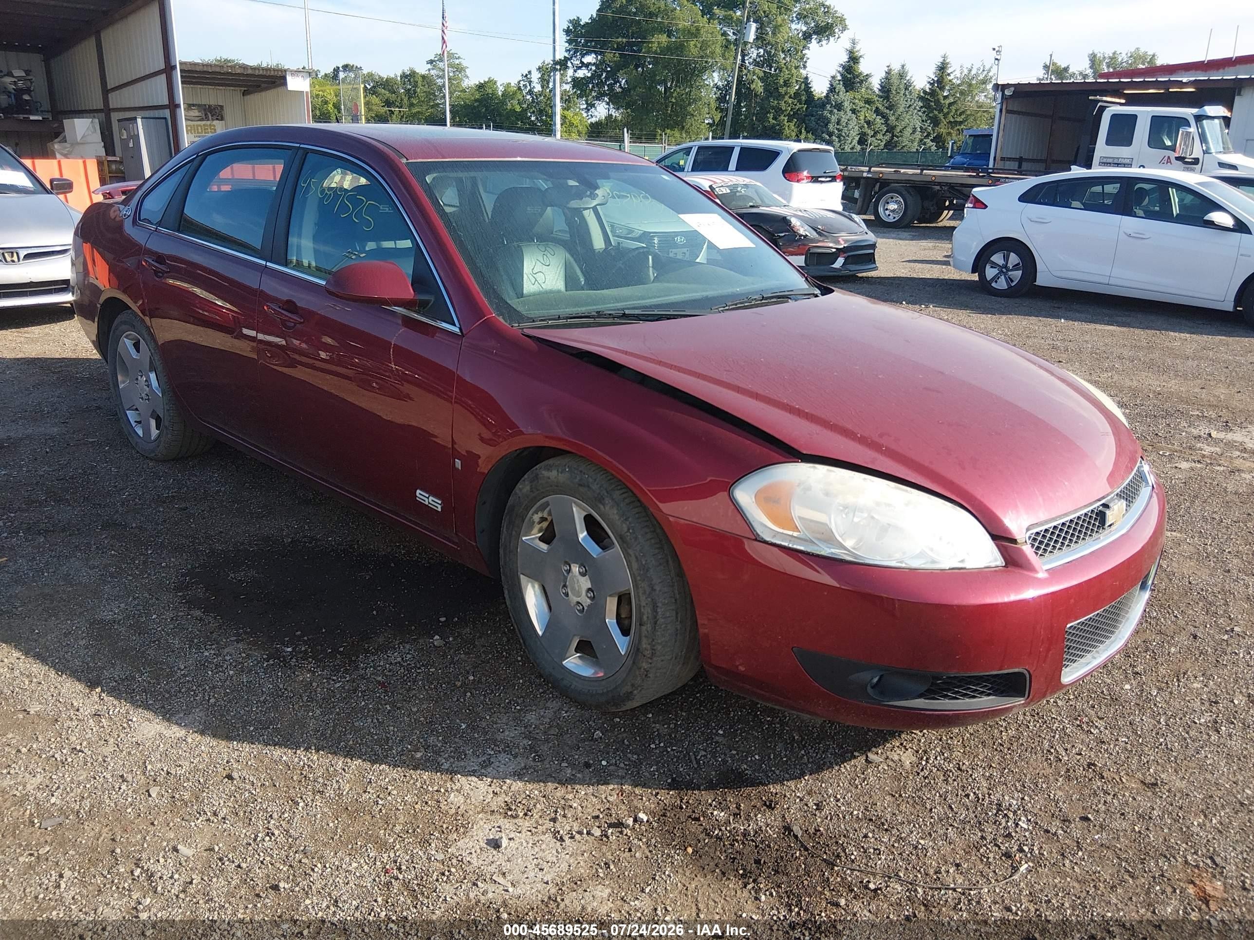 2008 Chevrolet Impala Ss Red vin: 2G1WD58C781350020
