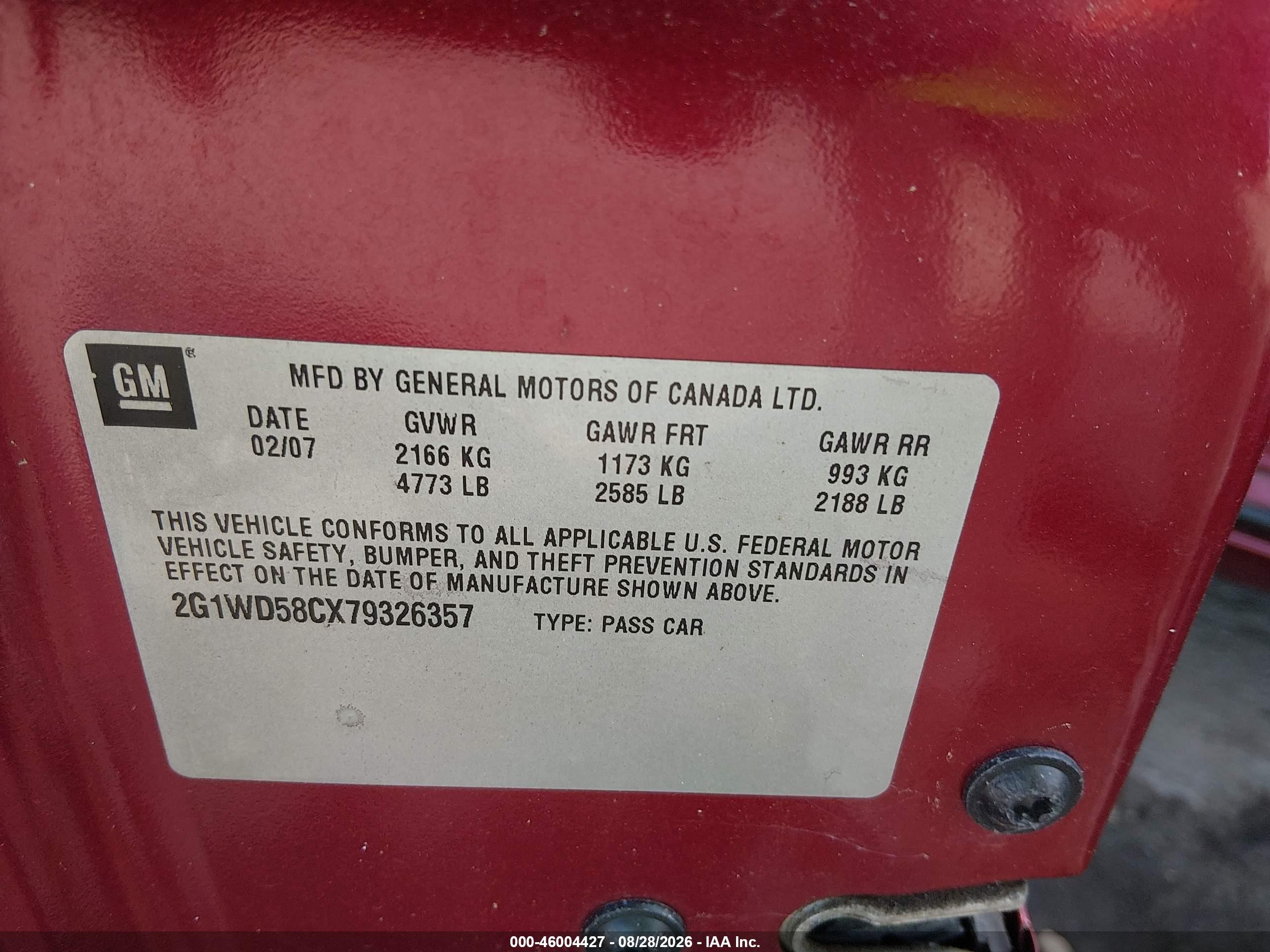 2007 Chevrolet Impala Ss Burgundy vin: 2G1WD58CX79326357