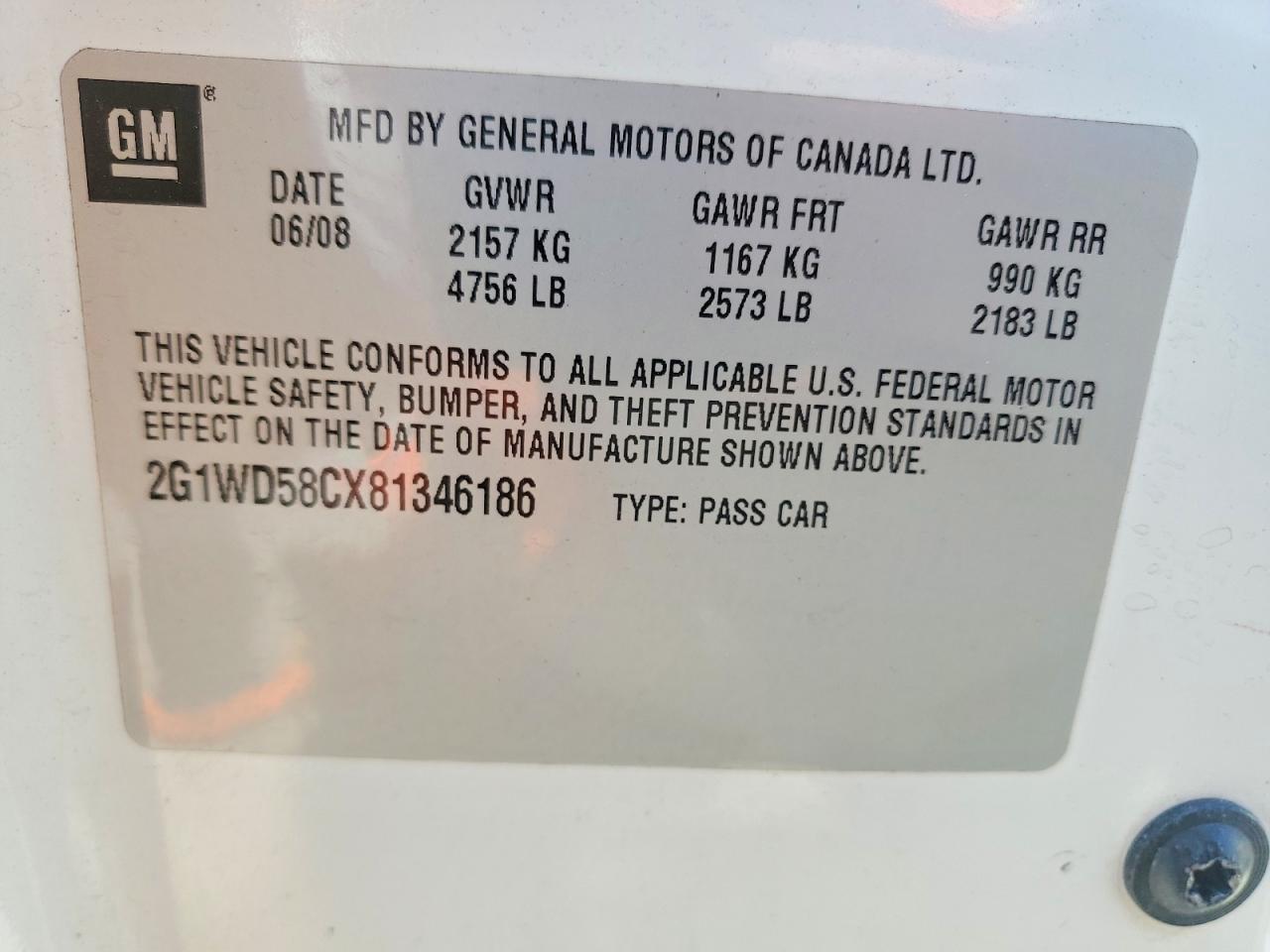 2008 Chevrolet Impala Super Sport White vin: 2G1WD58CX81346186
