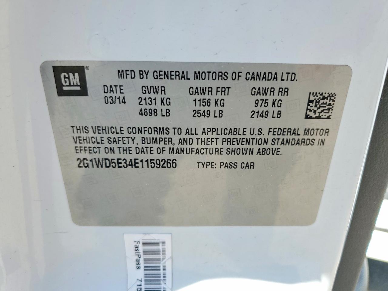 2014 Chevrolet Impala Limited Police Белый vin: 2G1WD5E34E1159266