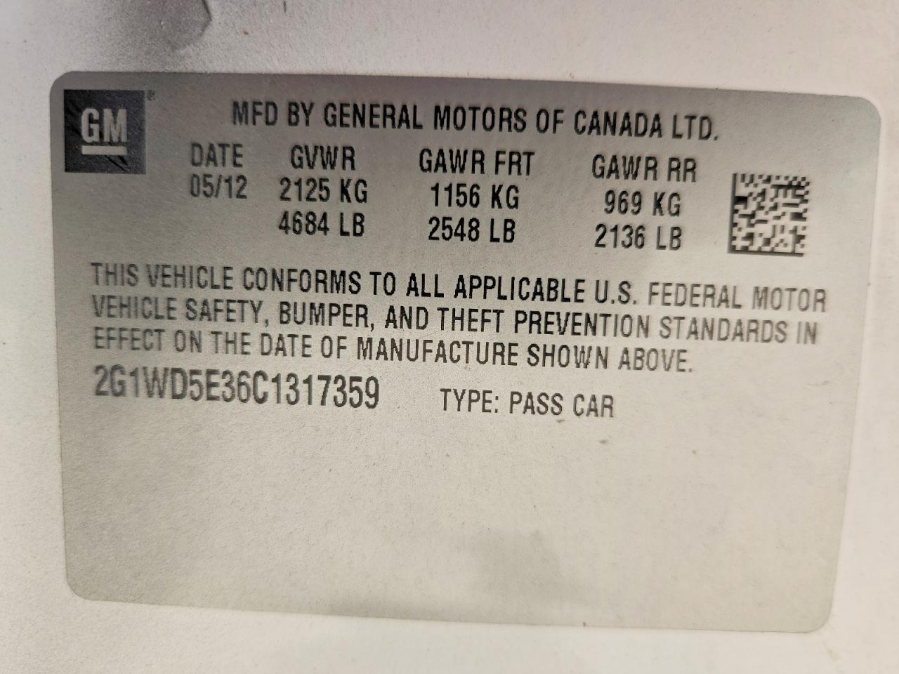 2012 Chevrolet Impala Police Gray vin: 2G1WD5E36C1317359
