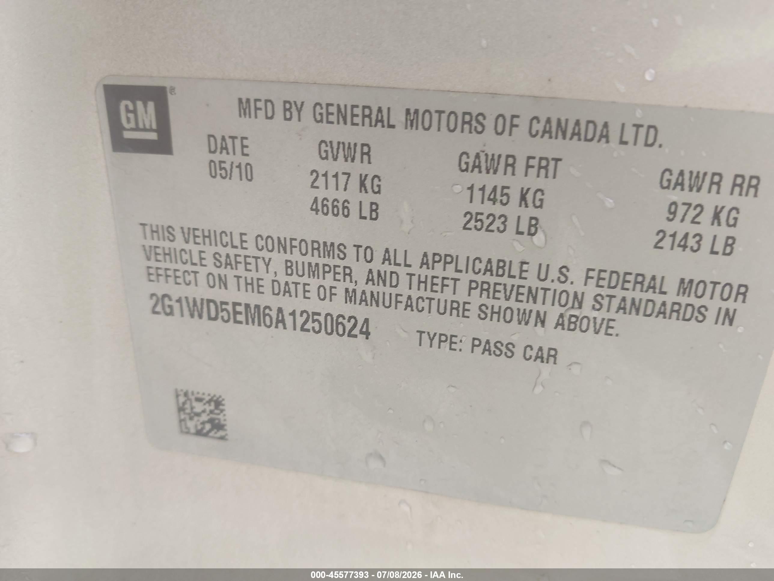 2010 Chevrolet Impala Police Gold vin: 2G1WD5EM6A1250624