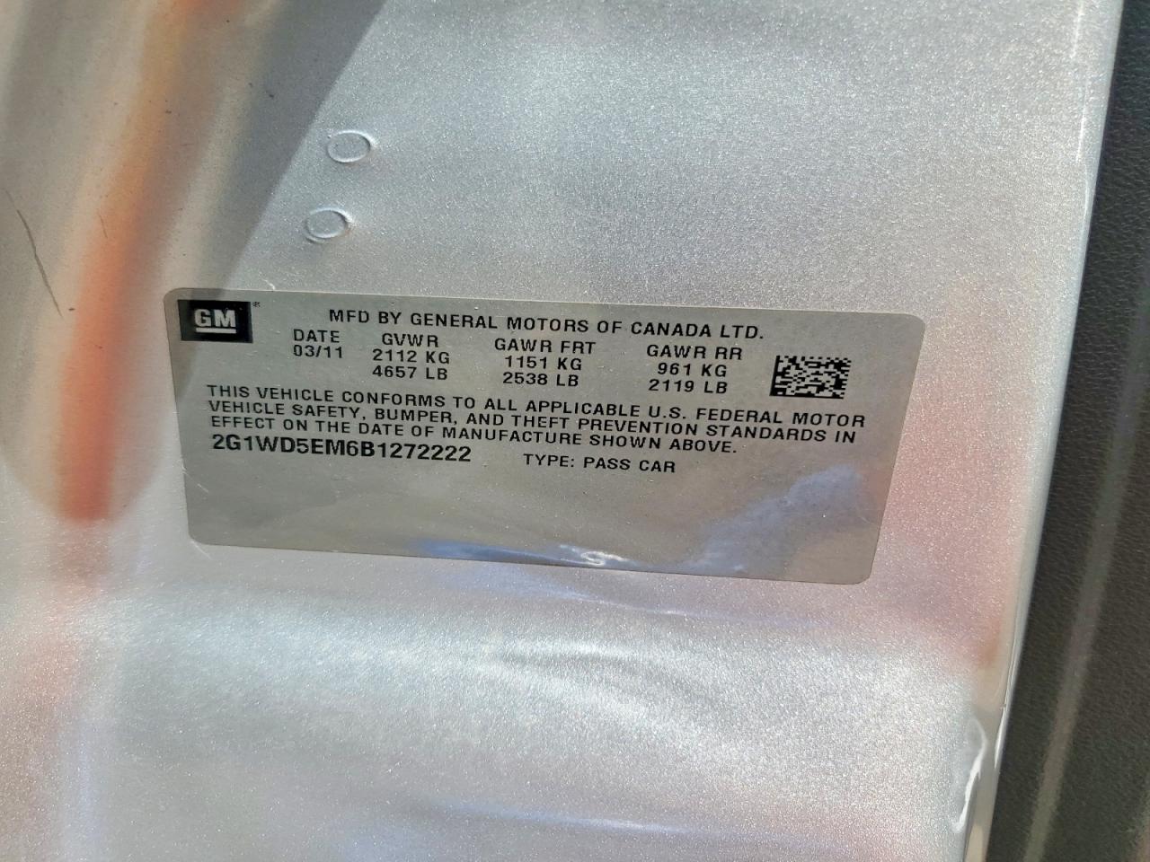 2011 Chevrolet Impala Police Silver vin: 2G1WD5EM6B1272222