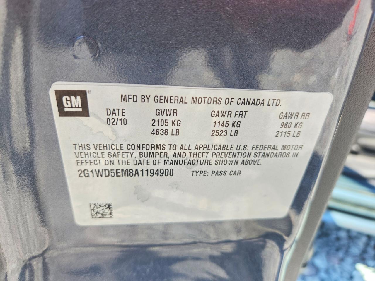 2010 Chevrolet Impala Police Gray vin: 2G1WD5EM8A1194900