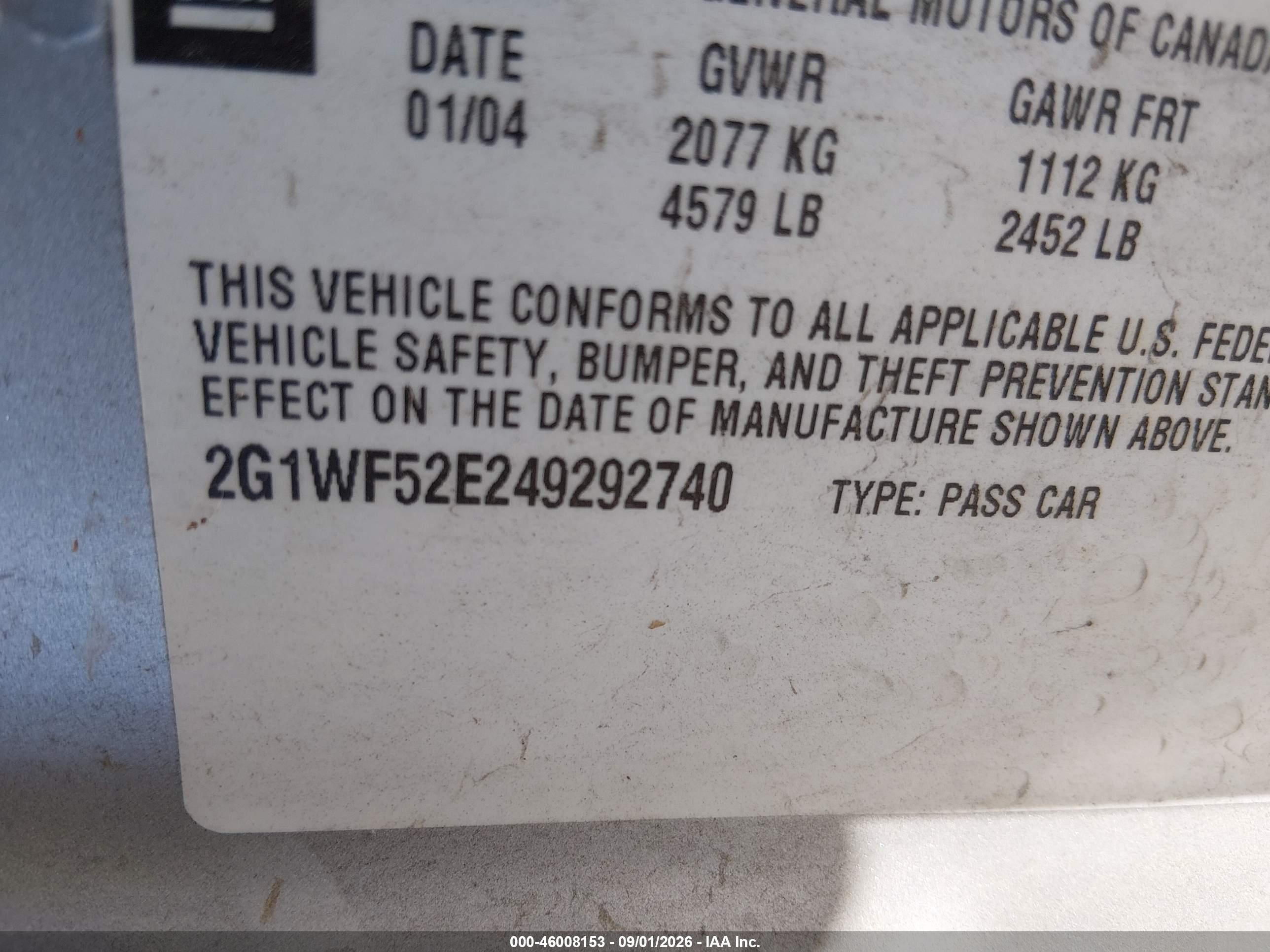 2004 Chevrolet Impala   Silver vin: 2G1WF52E249292740
