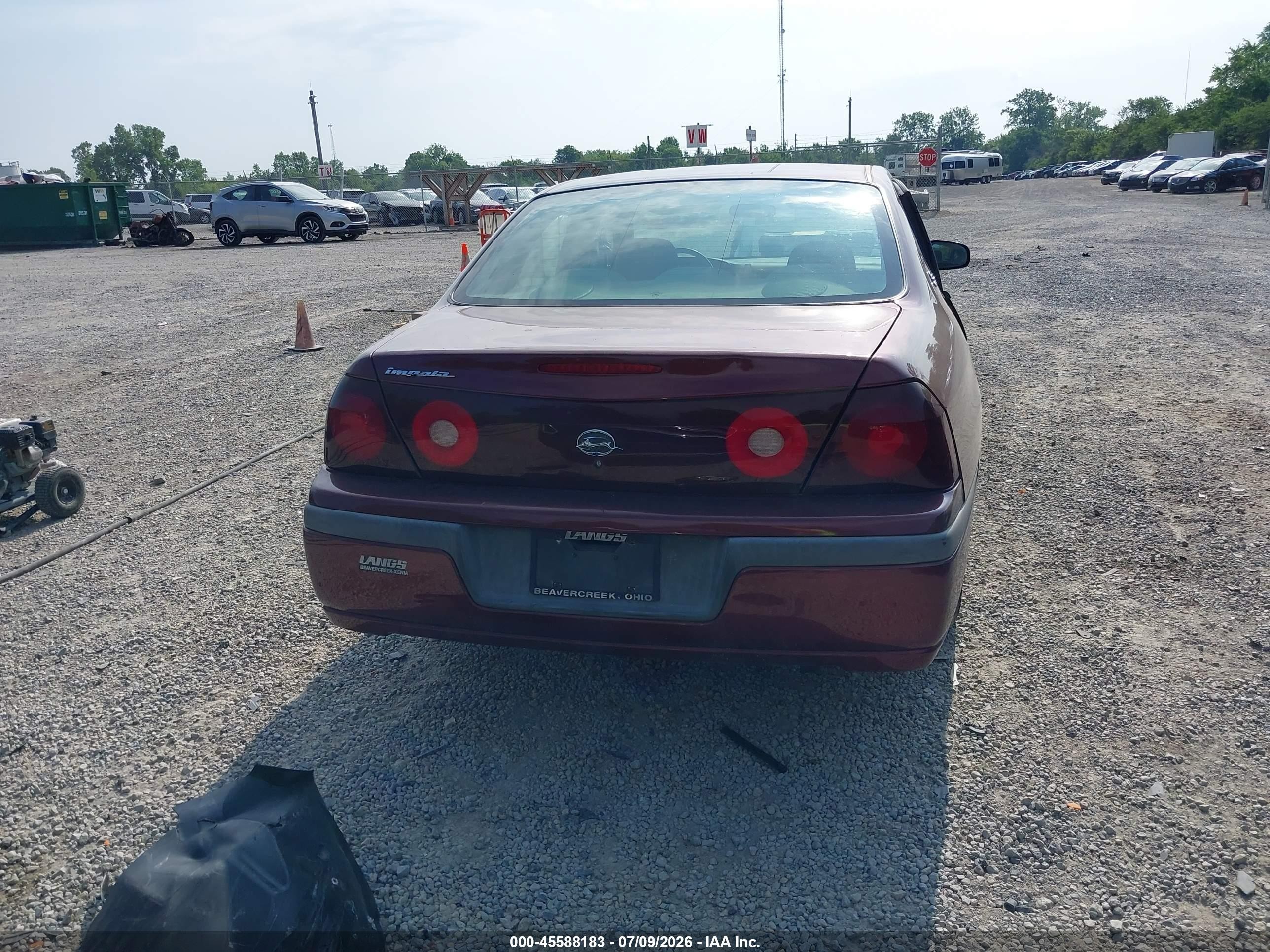 2001 Chevrolet Impala   Burgundy vin: 2G1WF52E619364552