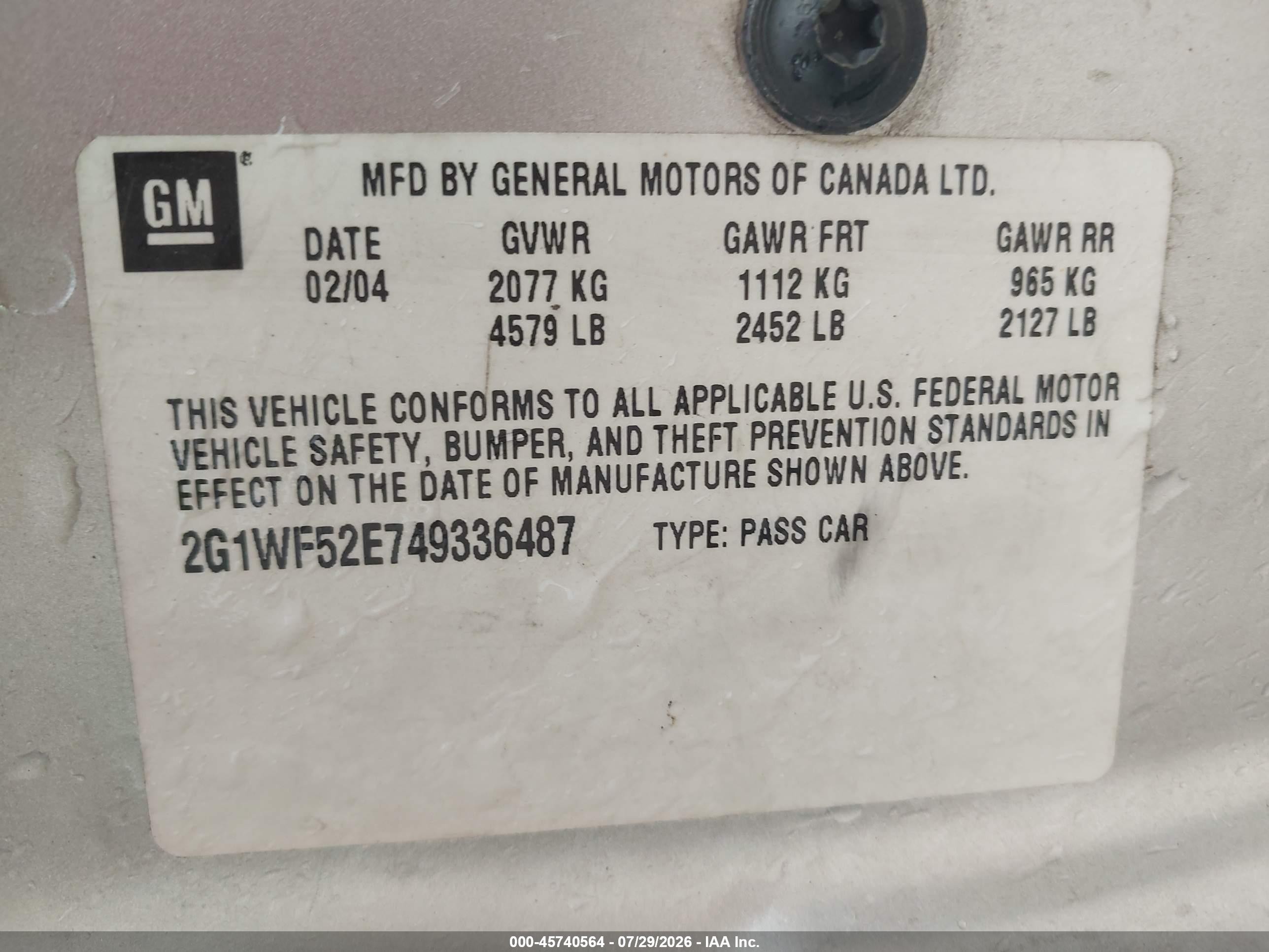 2004 Chevrolet Impala   Silver vin: 2G1WF52E749336487
