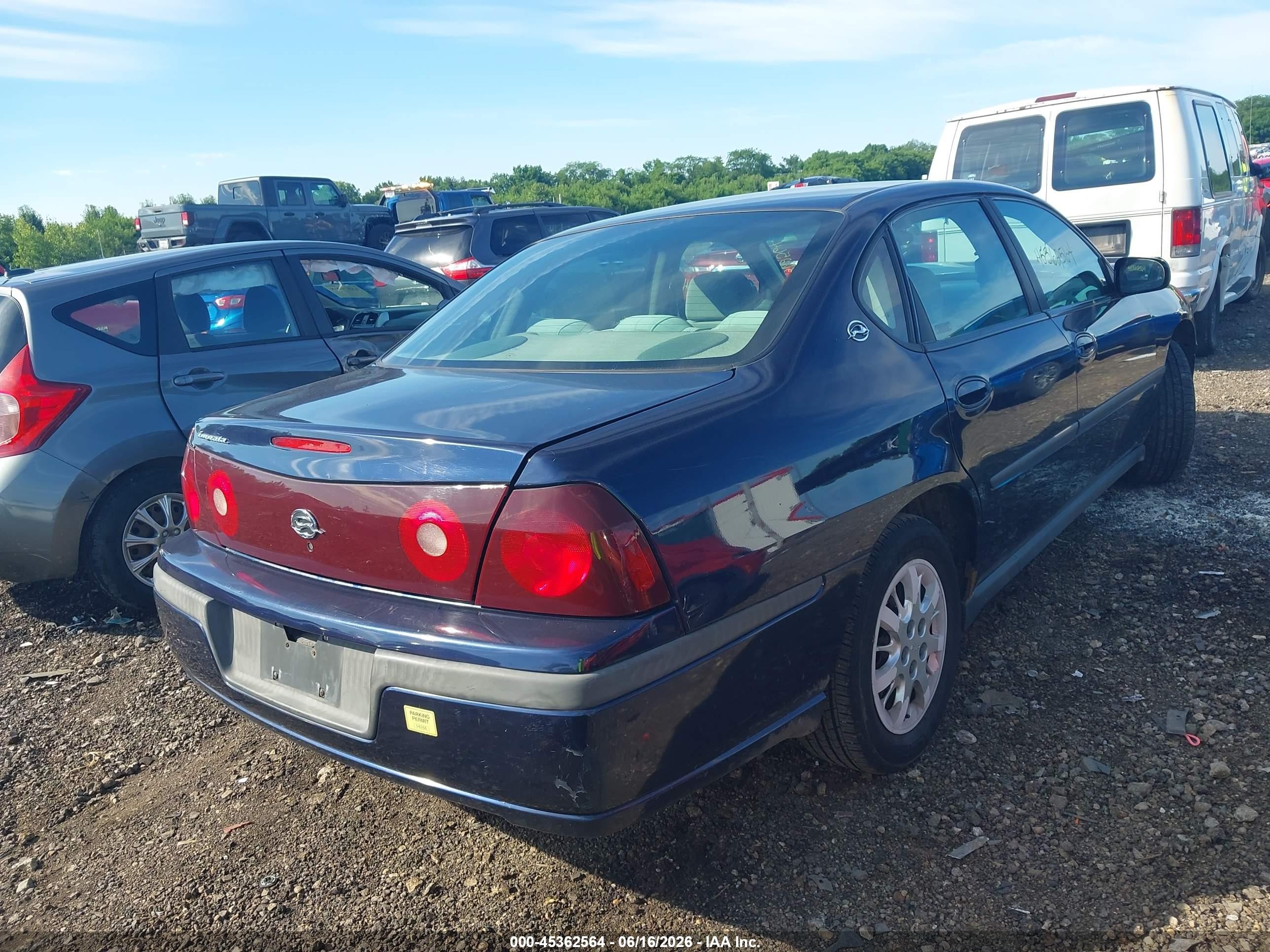 2002 Chevrolet Impala   Blue vin: 2G1WF52E829297440