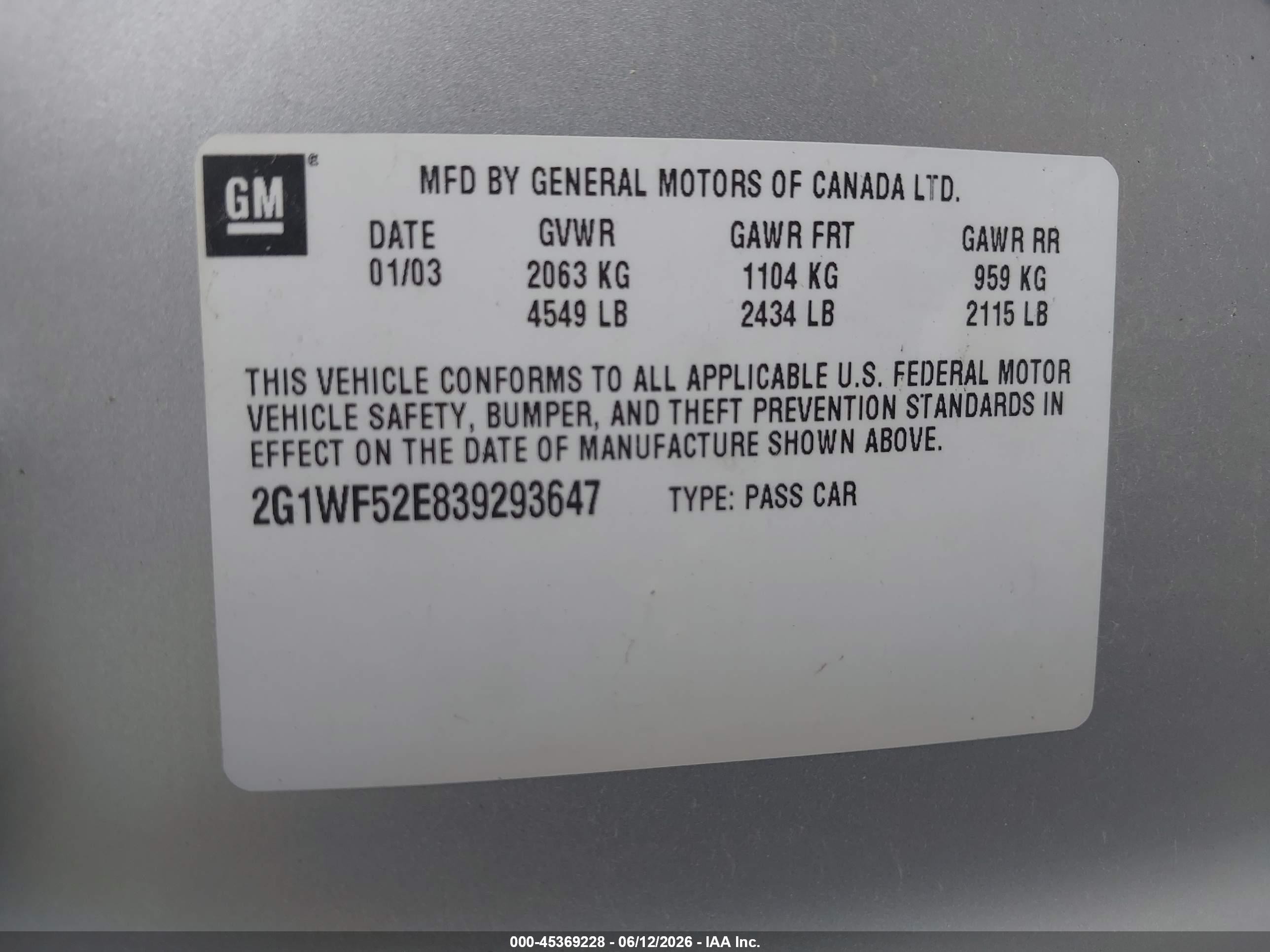2003 Chevrolet Impala   Silver vin: 2G1WF52E839293647