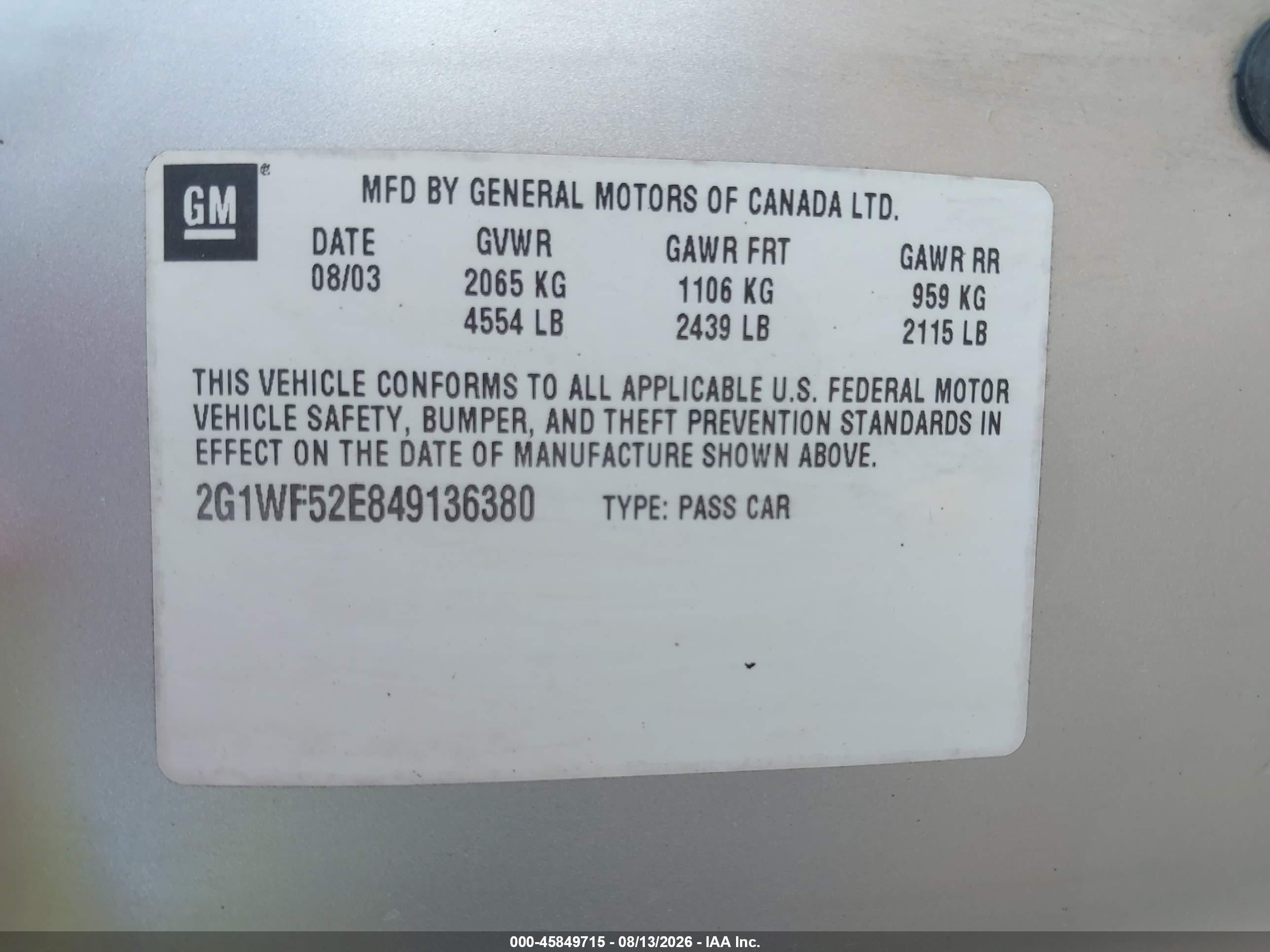 2004 Chevrolet Impala   Silver vin: 2G1WF52E849136380