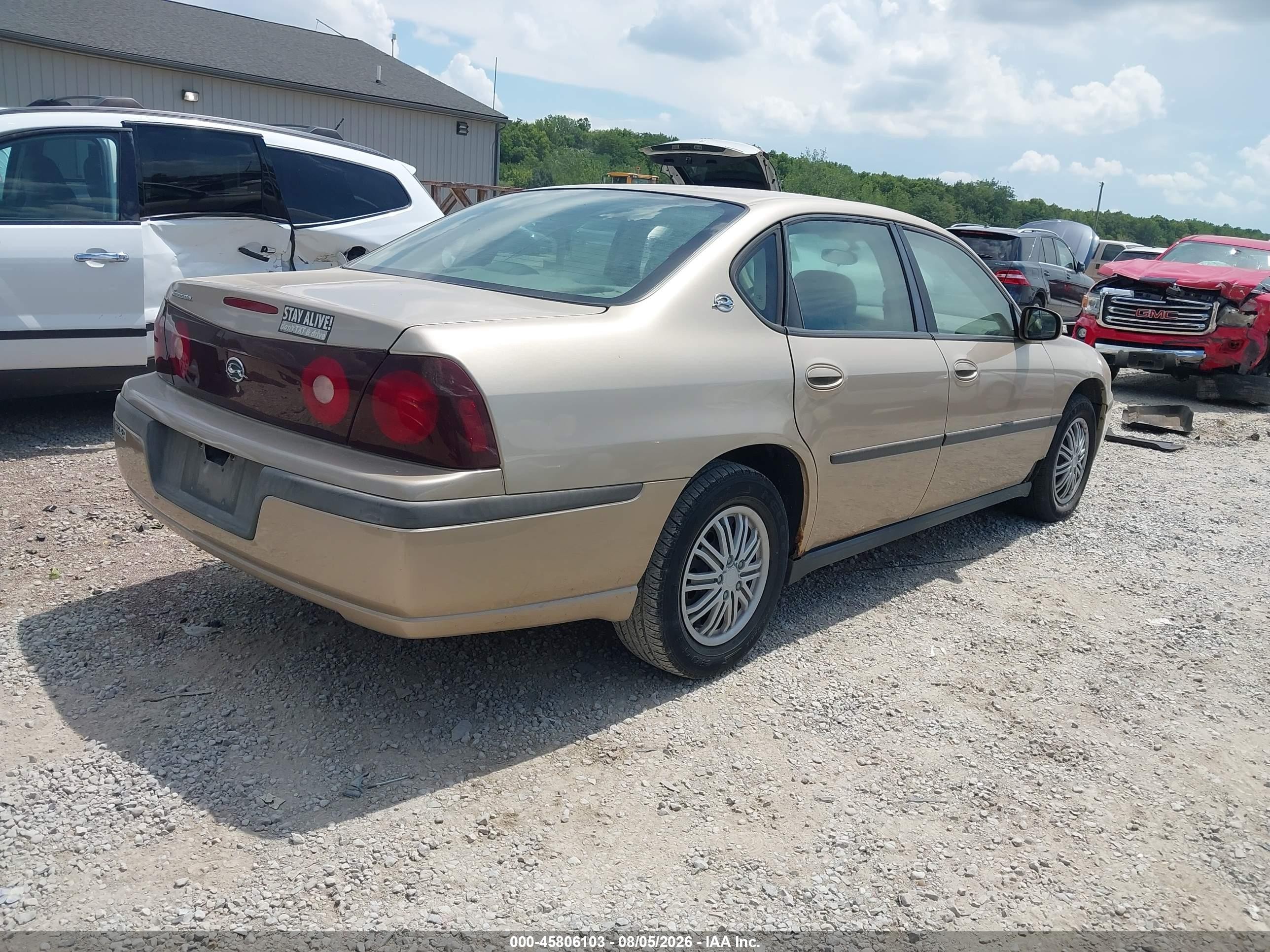 2004 Chevrolet Impala   Gold vin: 2G1WF52EX49183653