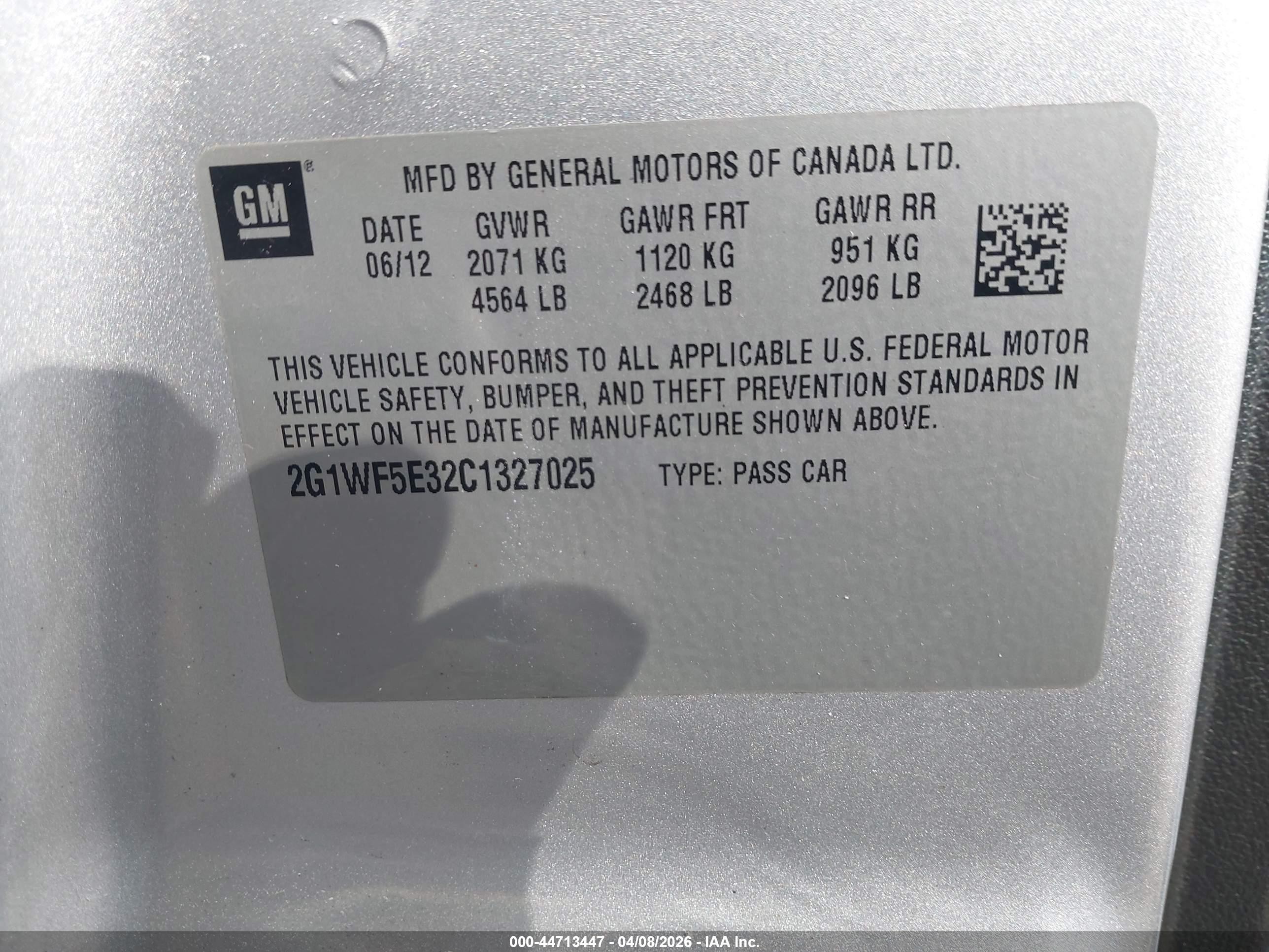 2012 Chevrolet Impala Ls Silver vin: 2G1WF5E32C1327025