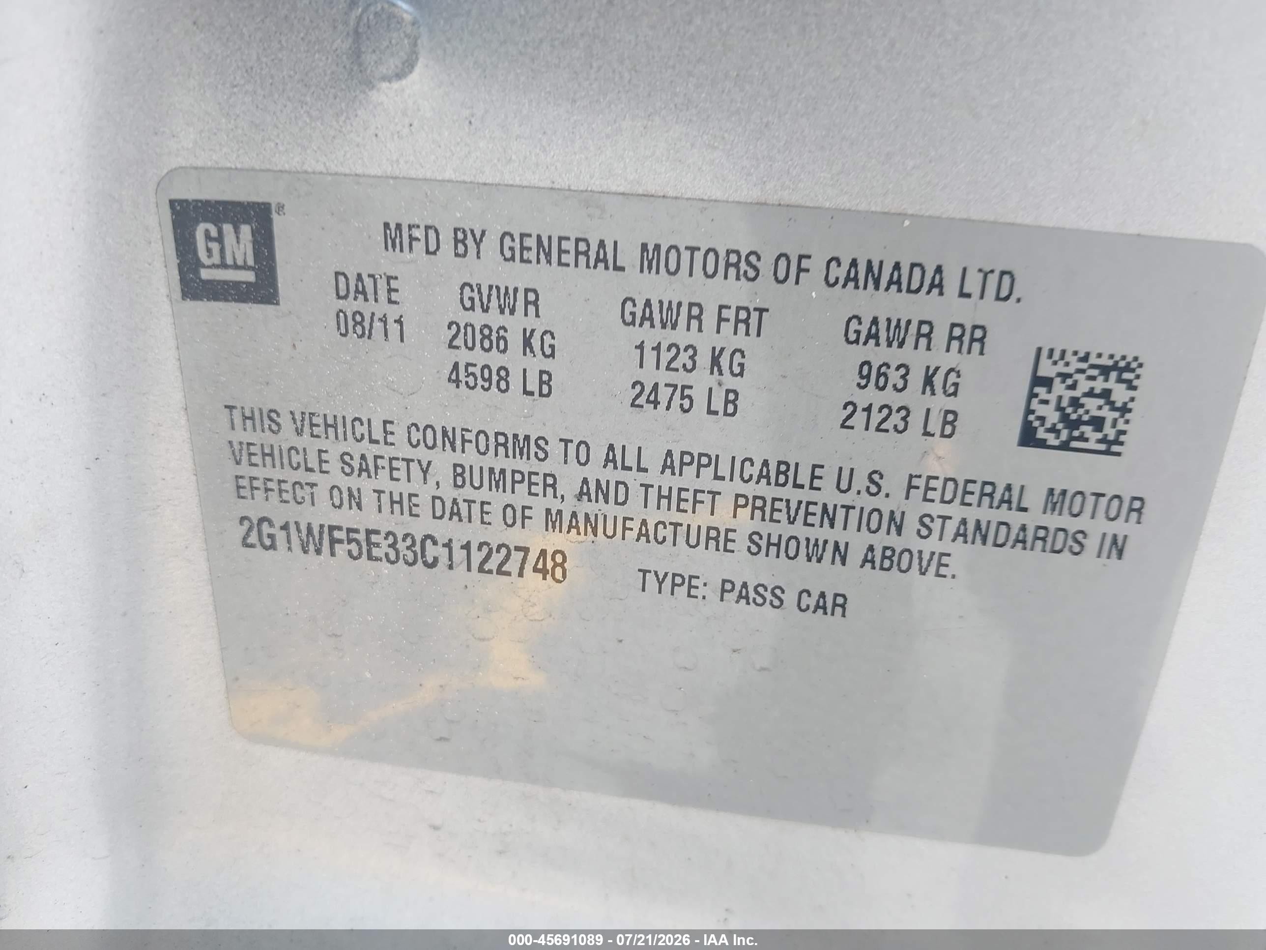 2012 Chevrolet Impala Ls Silver vin: 2G1WF5E33C1122748