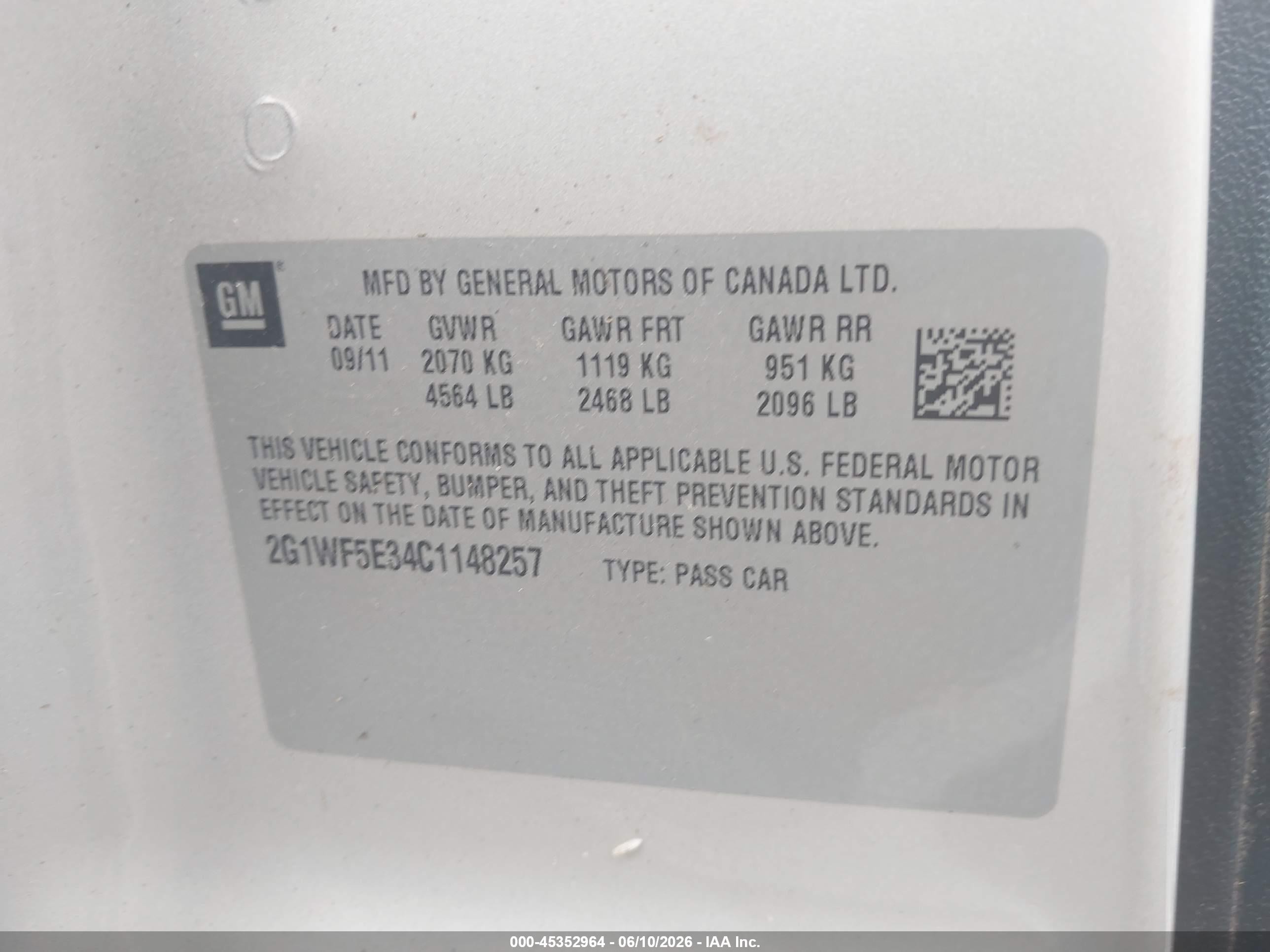2012 Chevrolet Impala Ls Gold vin: 2G1WF5E34C1148257