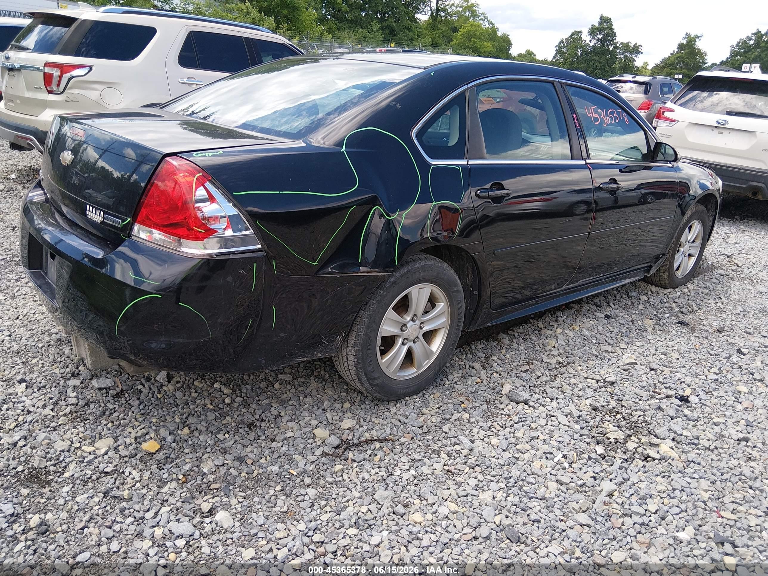 2012 Chevrolet Impala Ls Black vin: 2G1WF5E38C1161089