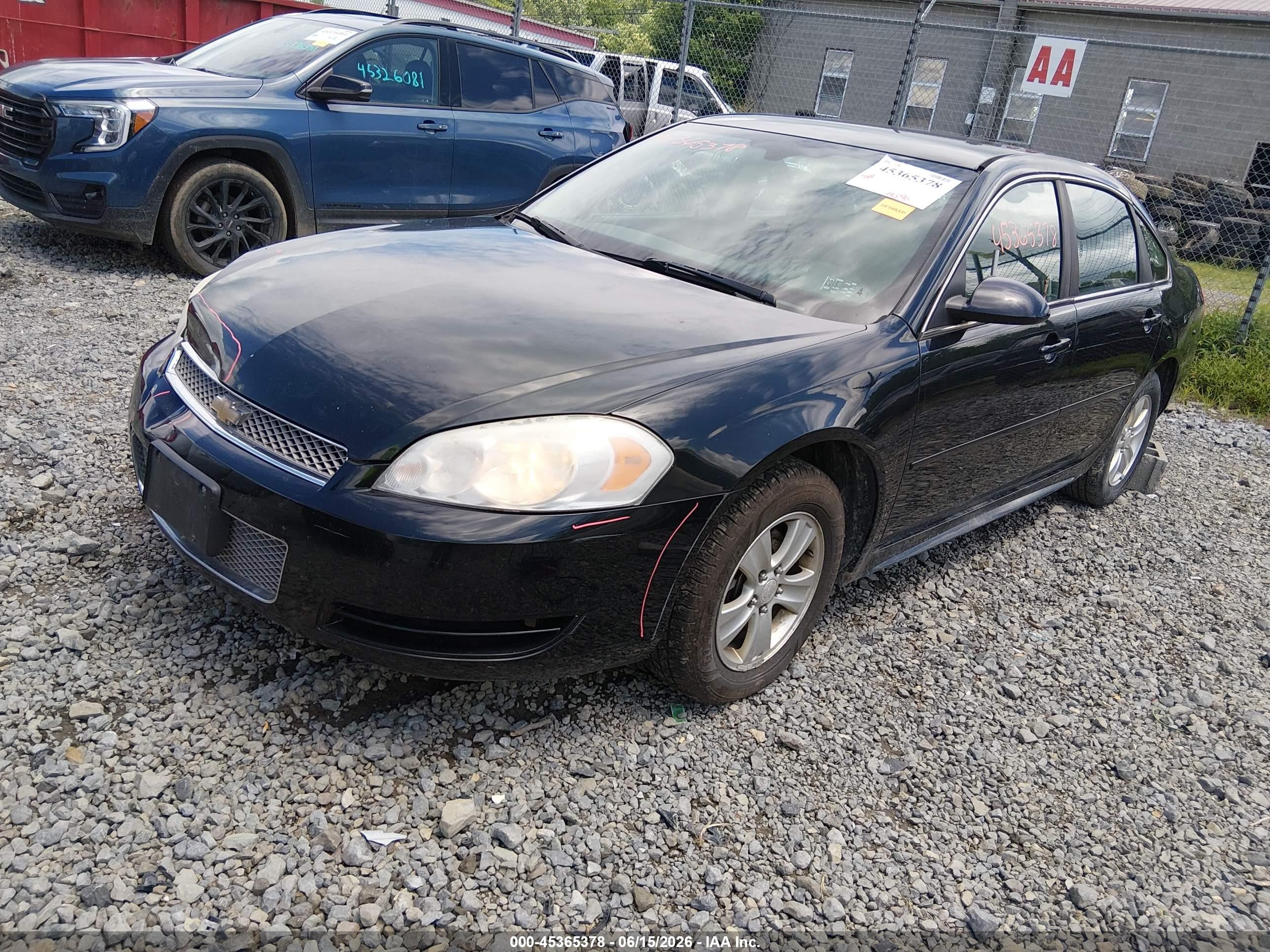 2012 Chevrolet Impala Ls Black vin: 2G1WF5E38C1161089