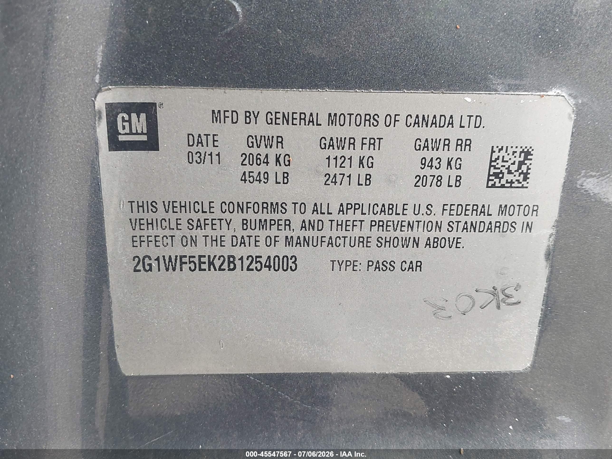 2011 Chevrolet Impala Ls Gray vin: 2G1WF5EK2B1254003