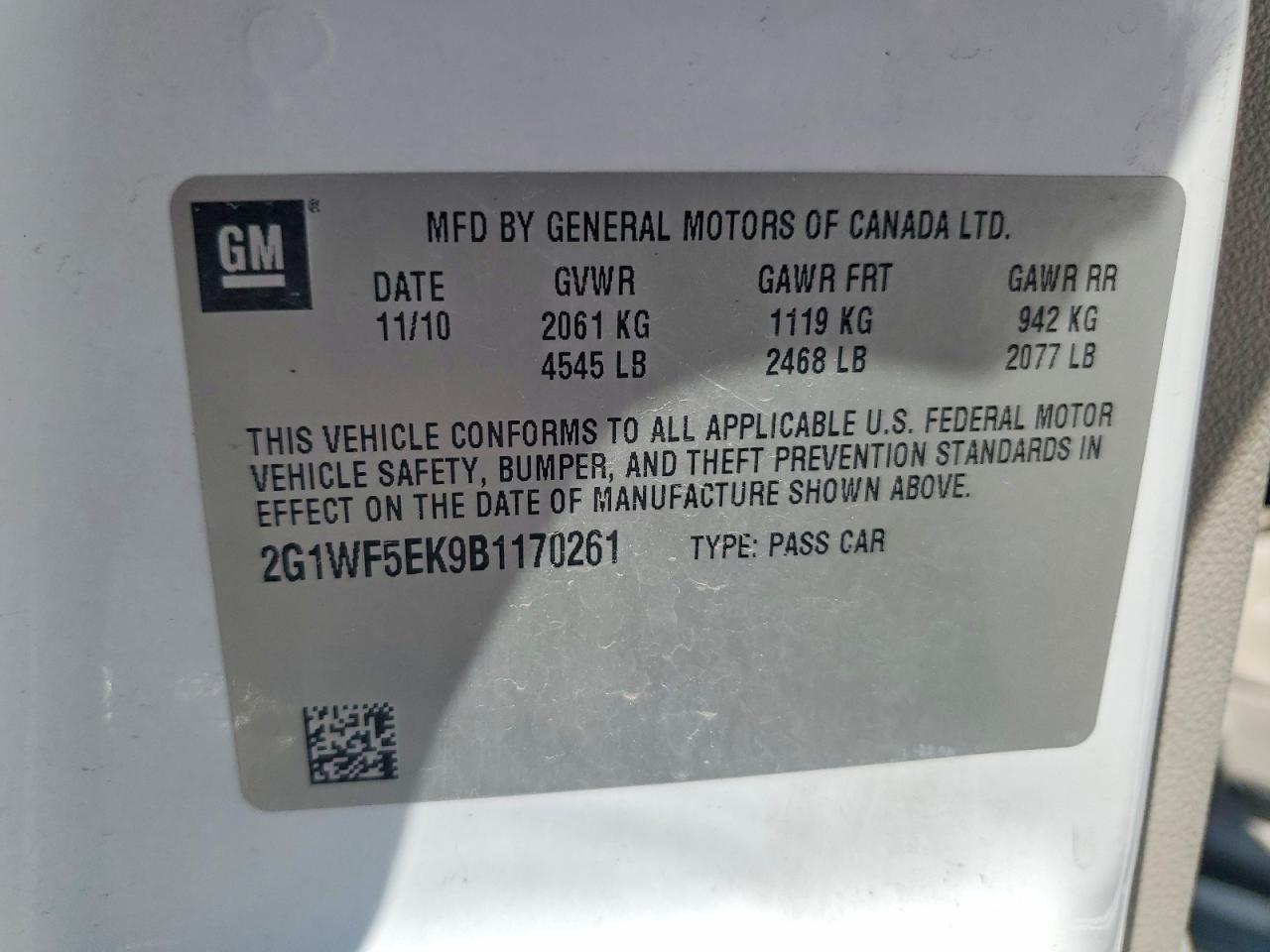 2011 Chevrolet Impala Ls Белый vin: 2G1WF5EK9B1170261