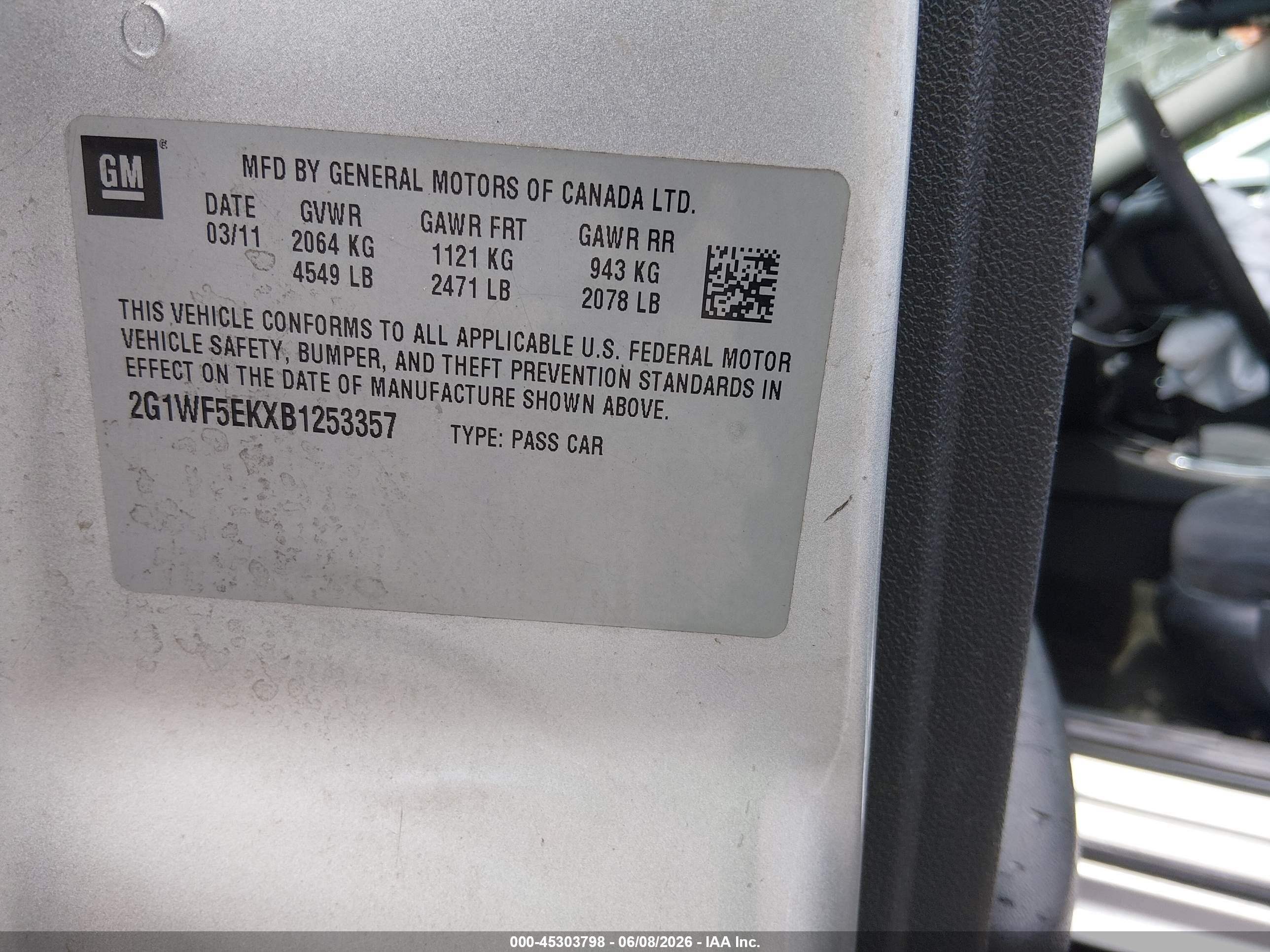 2011 Chevrolet Impala Ls Silver vin: 2G1WF5EKXB1253357