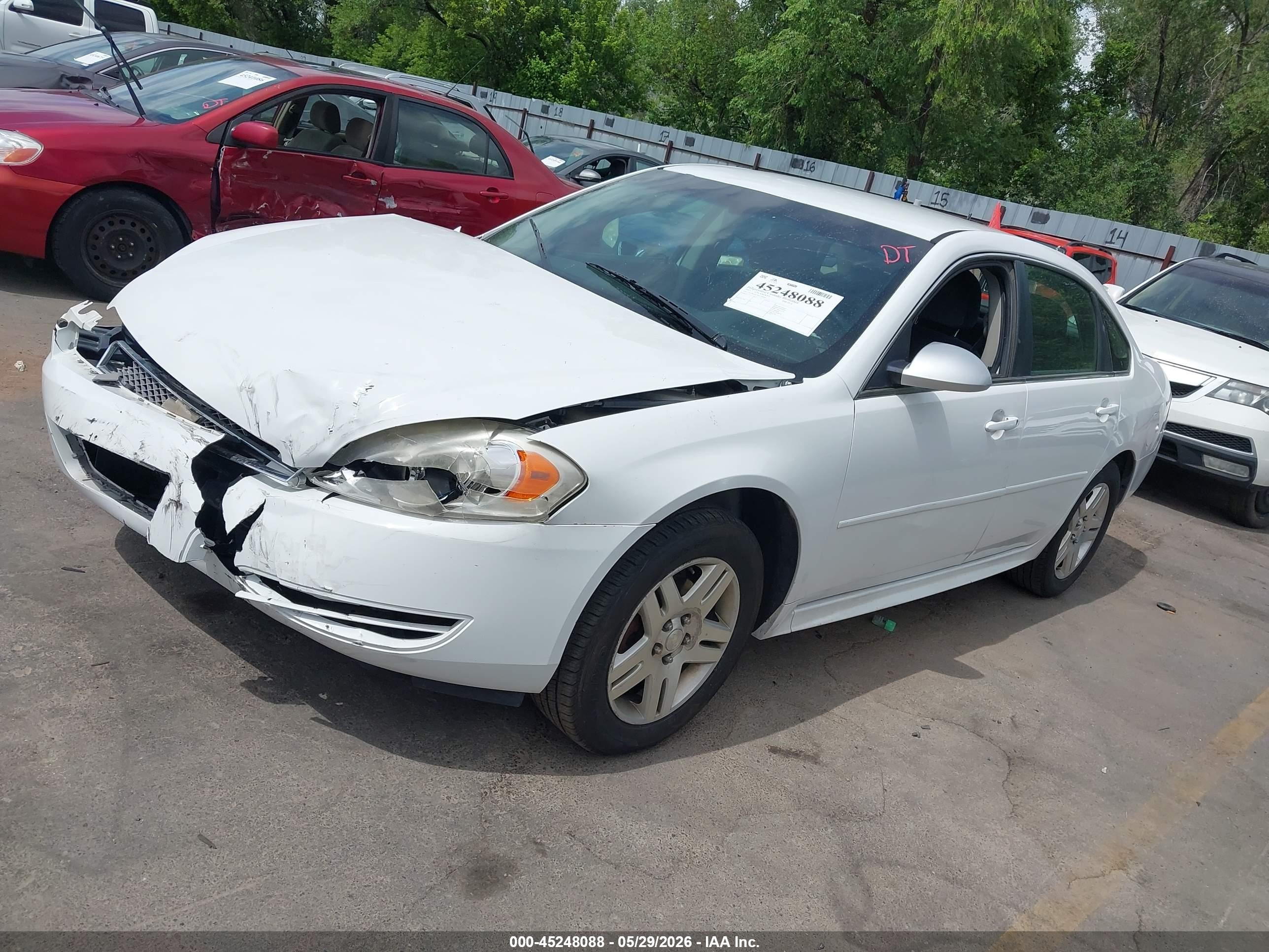 2013 Chevrolet Impala Lt White vin: 2G1WG5E34D1149083